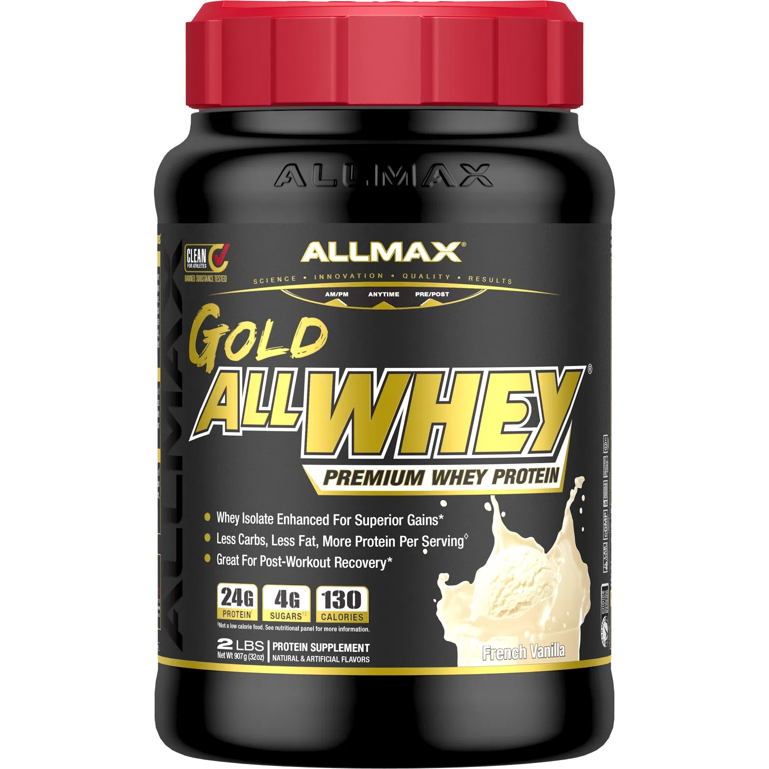 ALLMAX Gold AllWhey Premium Whey Protein-2 lbs (907 g)-French Vanilla-N101 Nutrition