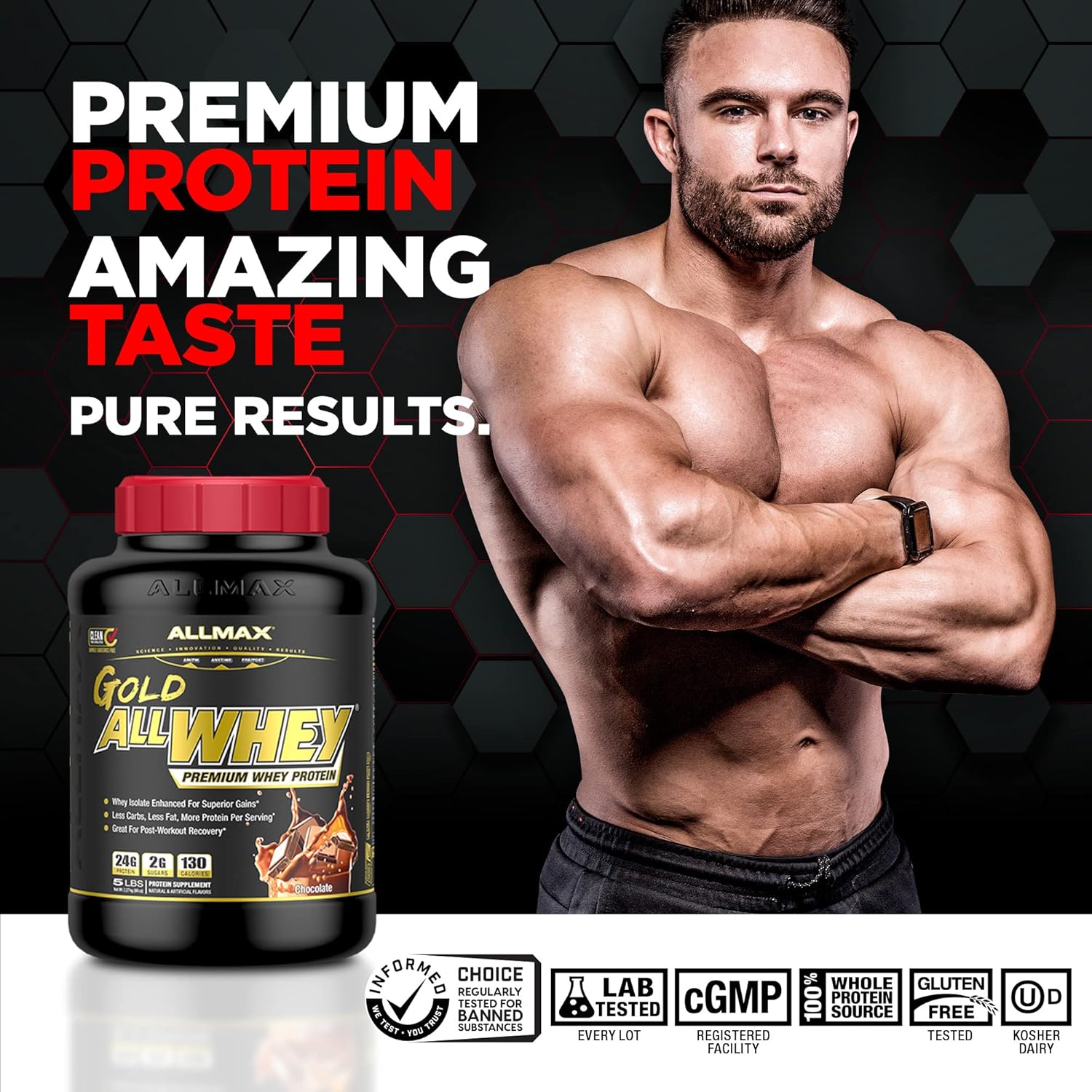 ALLMAX Gold AllWhey Premium Whey Protein 5lbs + FREE Allmax Creatine Powder 100g-N101 Nutrition