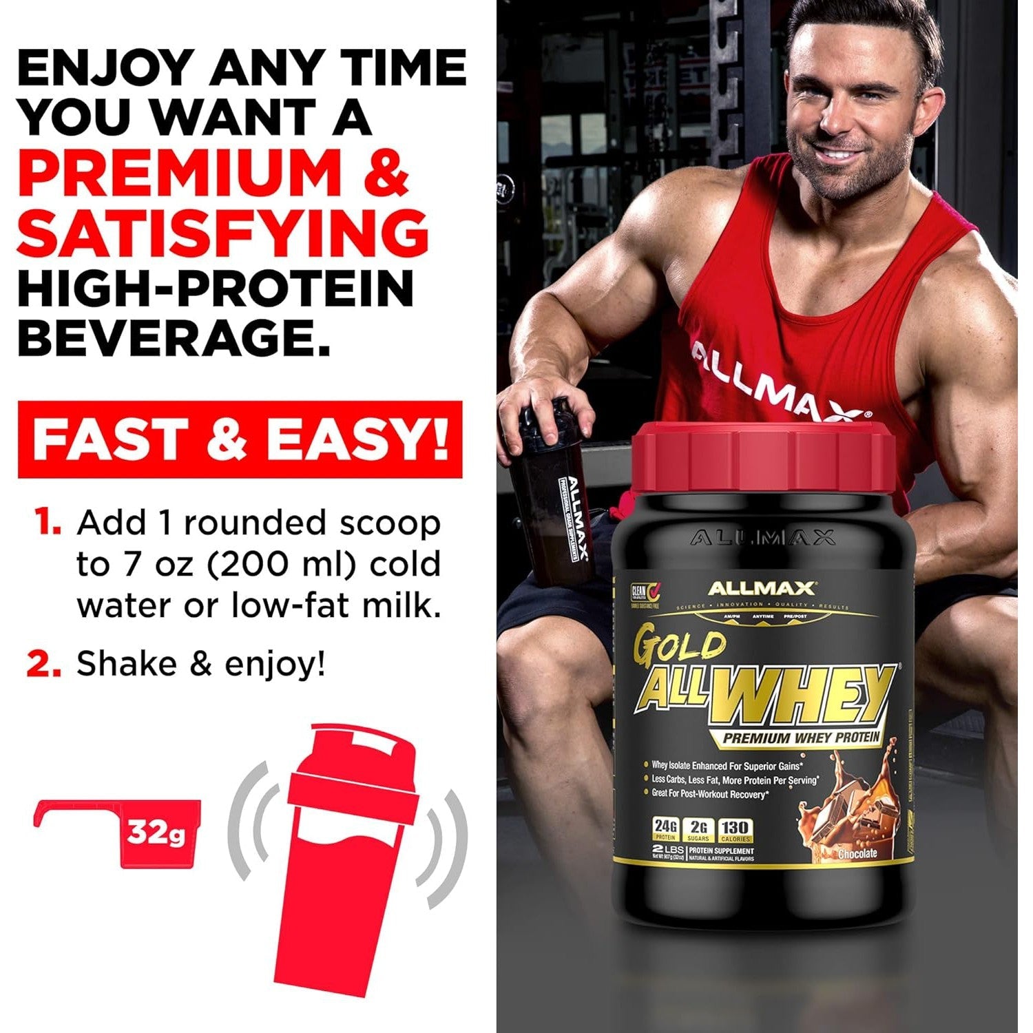 ALLMAX Gold AllWhey Premium Whey Protein 5lbs + FREE Allmax Creatine Powder 100g-N101 Nutrition