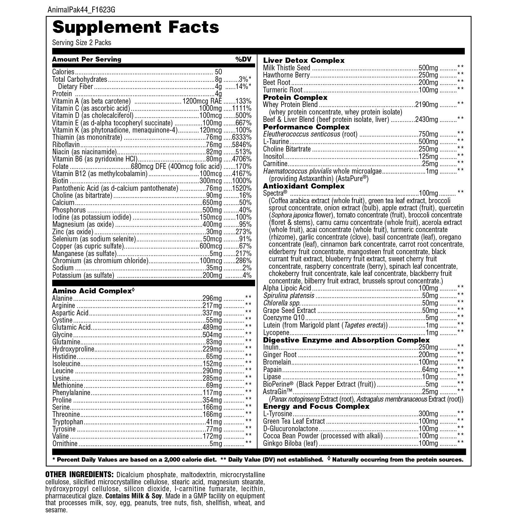 Animal Pak-N101 Nutrition