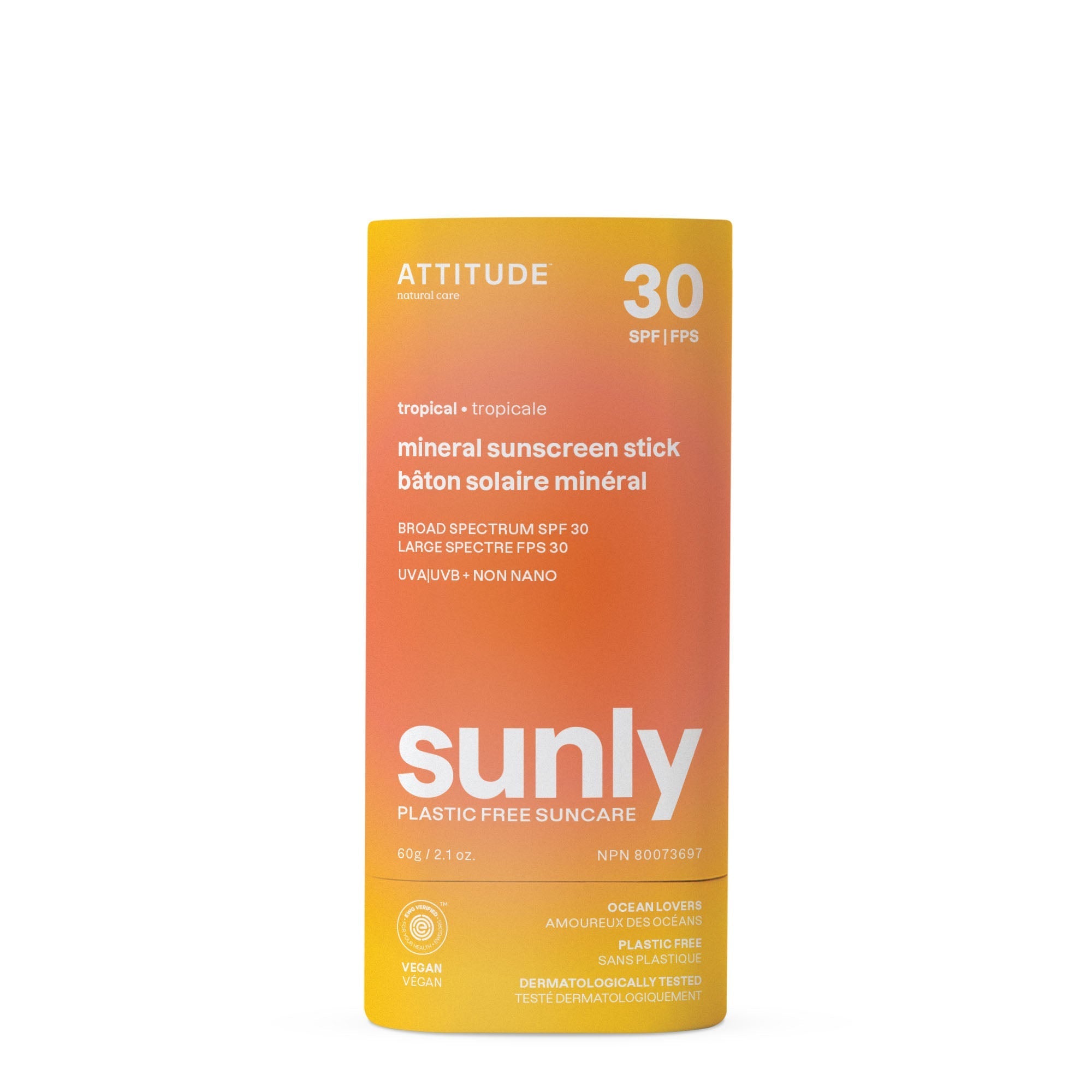 ATTITUDE Sunly™ Plastic-free Mineral Sunscreen Stick SPF 30-N101 Nutrition