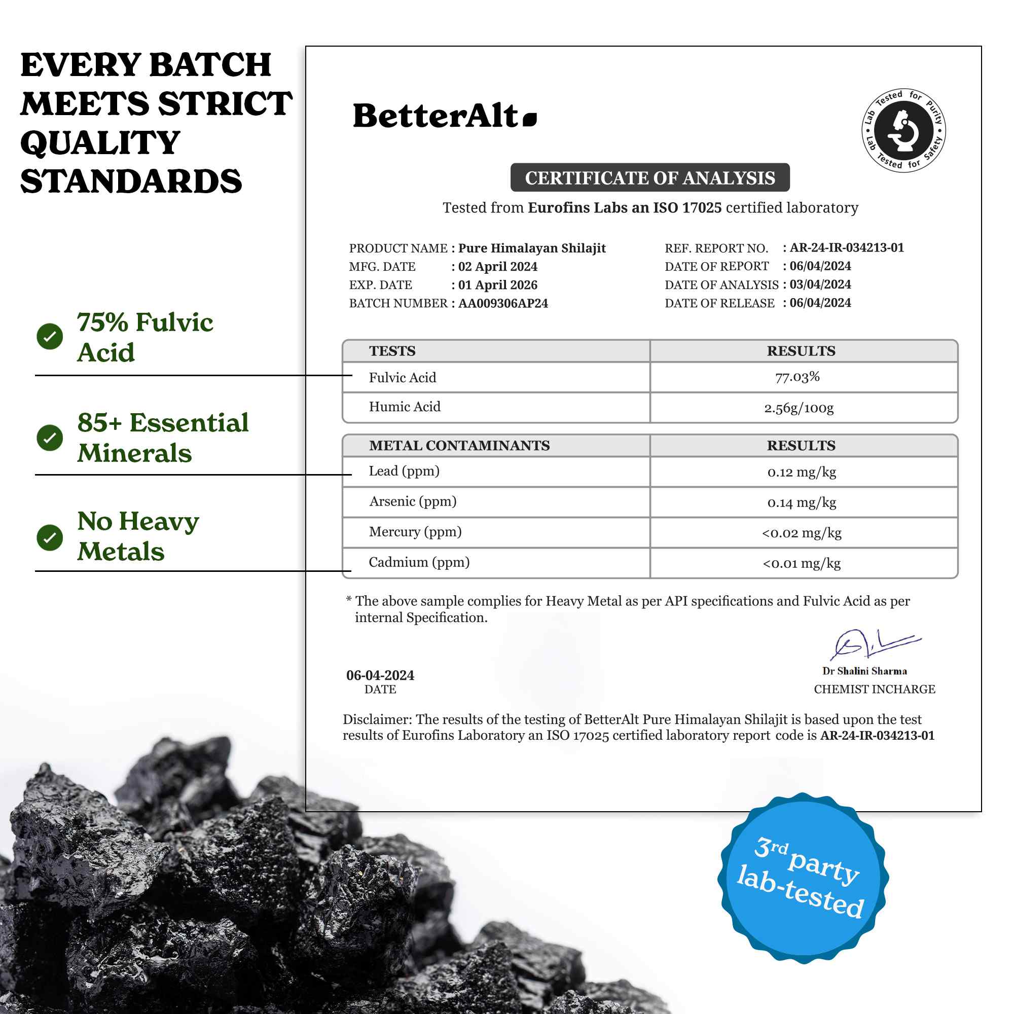 BetterAlt Pure Himalayan Shilajit Resin-N101 Nutrition