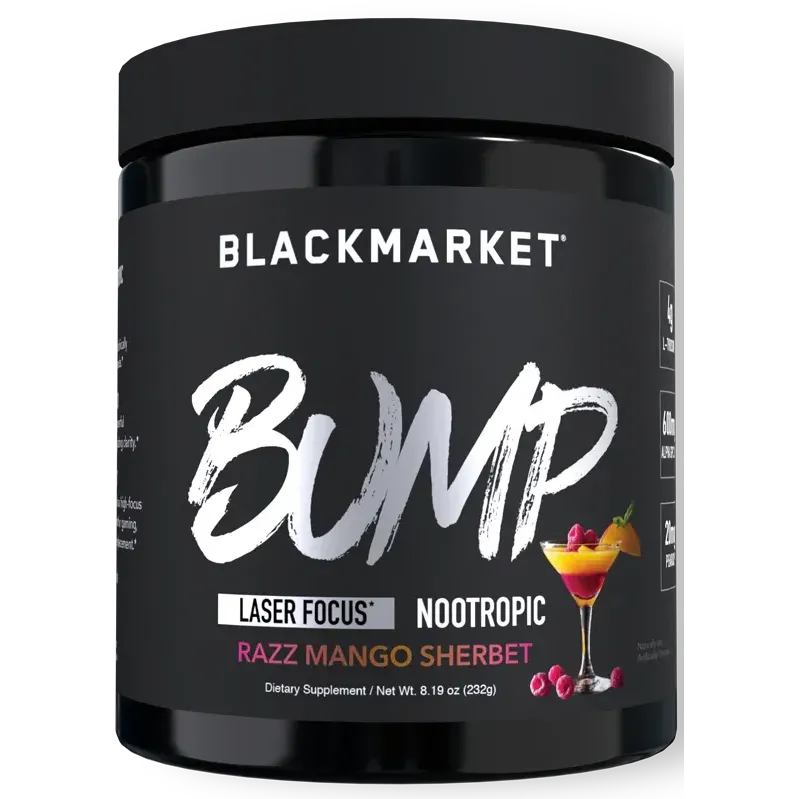 BlackMarket BUMP Laser Focus Nootropic-40/20 servings-Razz Mango Sherbet-N101 Nutrition