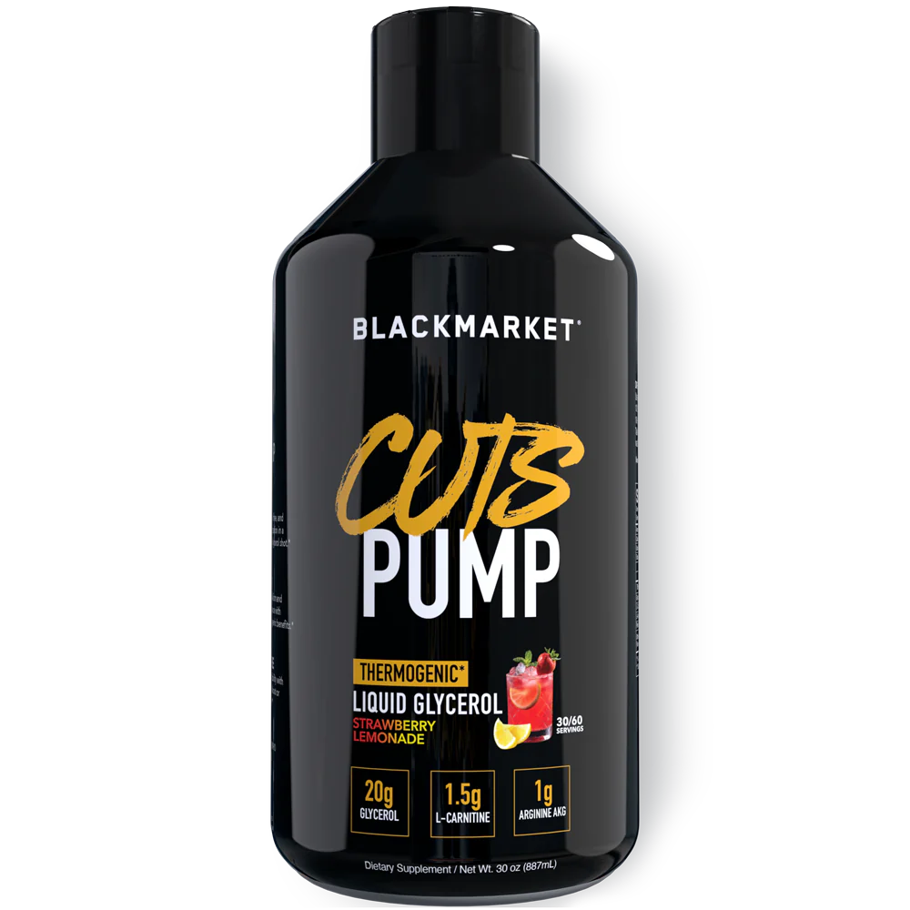 BlackMarket CUTS PUMP Thermogenic Liquid Glycerol-30 fl oz (887 mL)-Strawberry Lemonade-N101 Nutrition