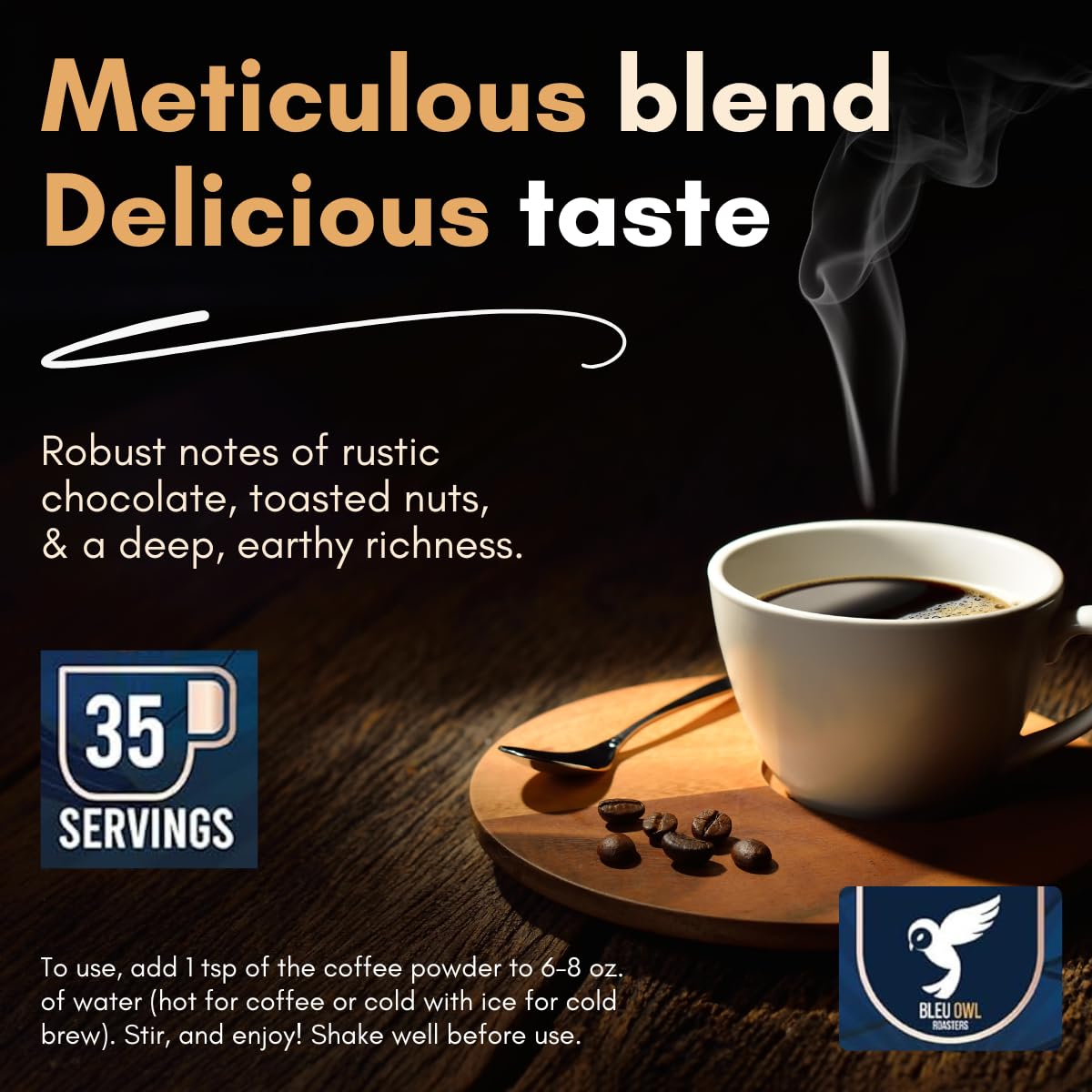 Bleu Owl Roasters Instant Mushroom Coffee-N101 Nutrition