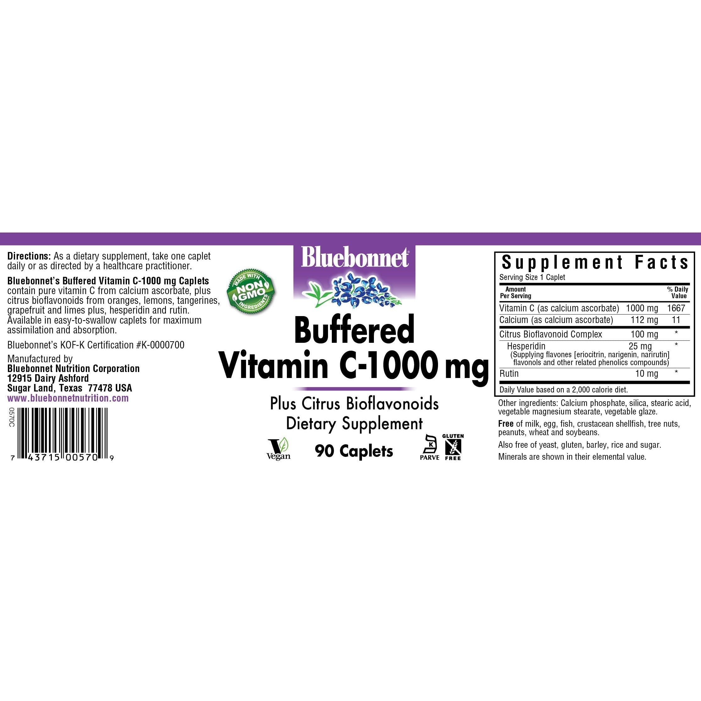 Bluebonnet Buffered Vitamin C-1000 mg-N101 Nutrition