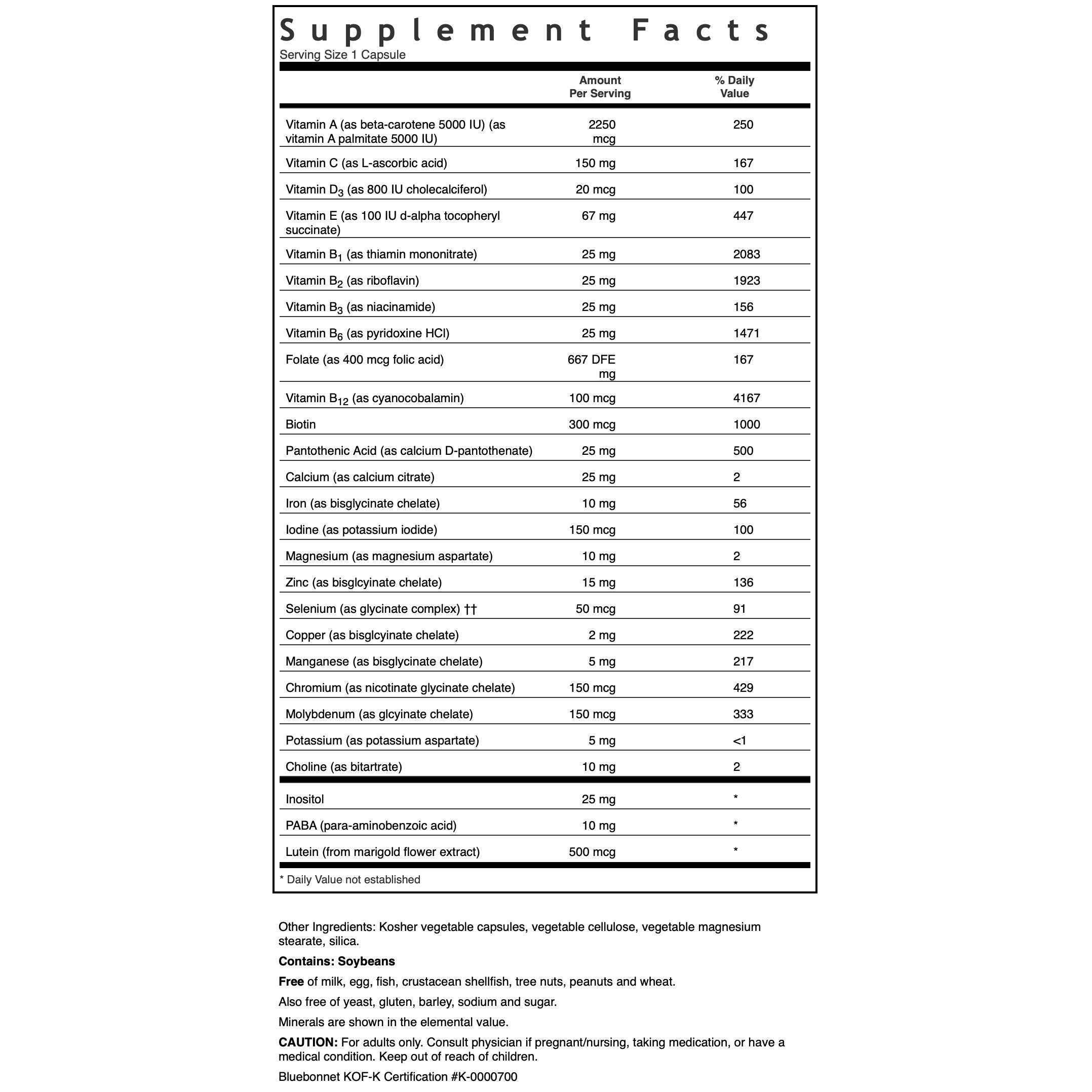 Bluebonnet Multi ONE-N101 Nutrition