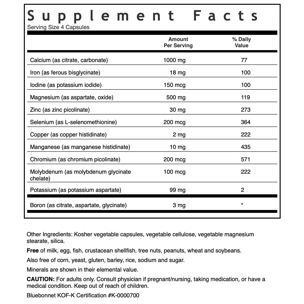 Bluebonnet Multiminerals Plus Boron-N101 Nutrition
