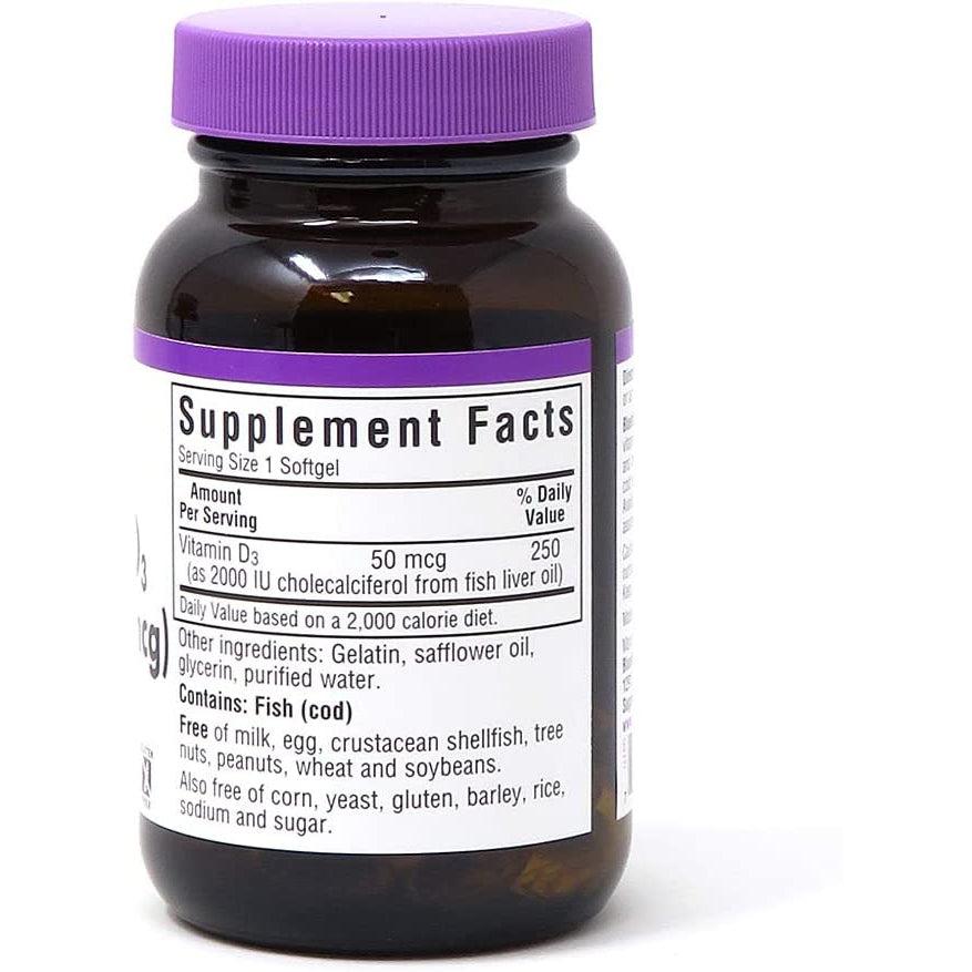 Bluebonnet Vitamin D3 2000 IU-N101 Nutrition
