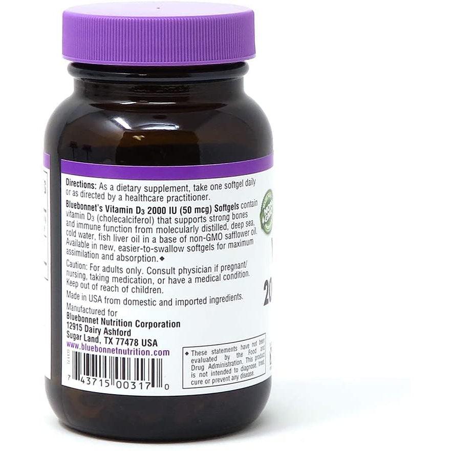 Bluebonnet Vitamin D3 2000 IU-N101 Nutrition