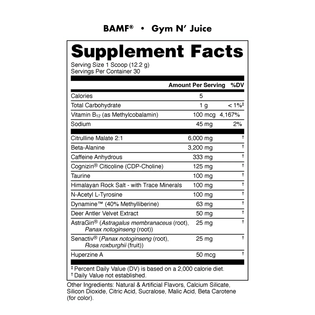 Bucked Up BAMF-N101 Nutrition