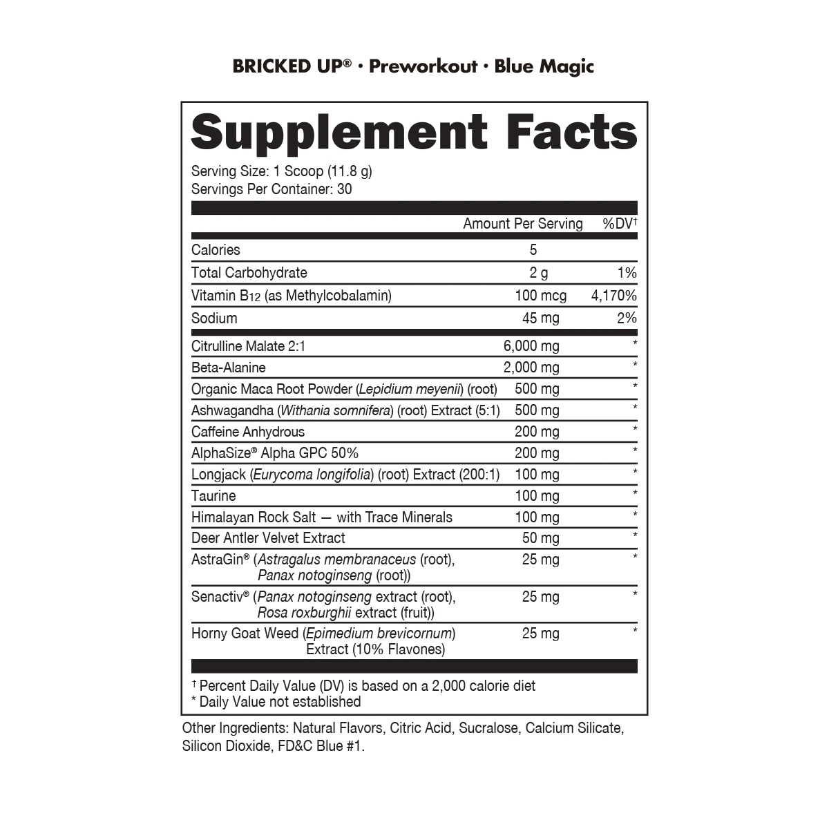 Bucked Up Bricked Up Pre-Workout / Booster-N101 Nutrition