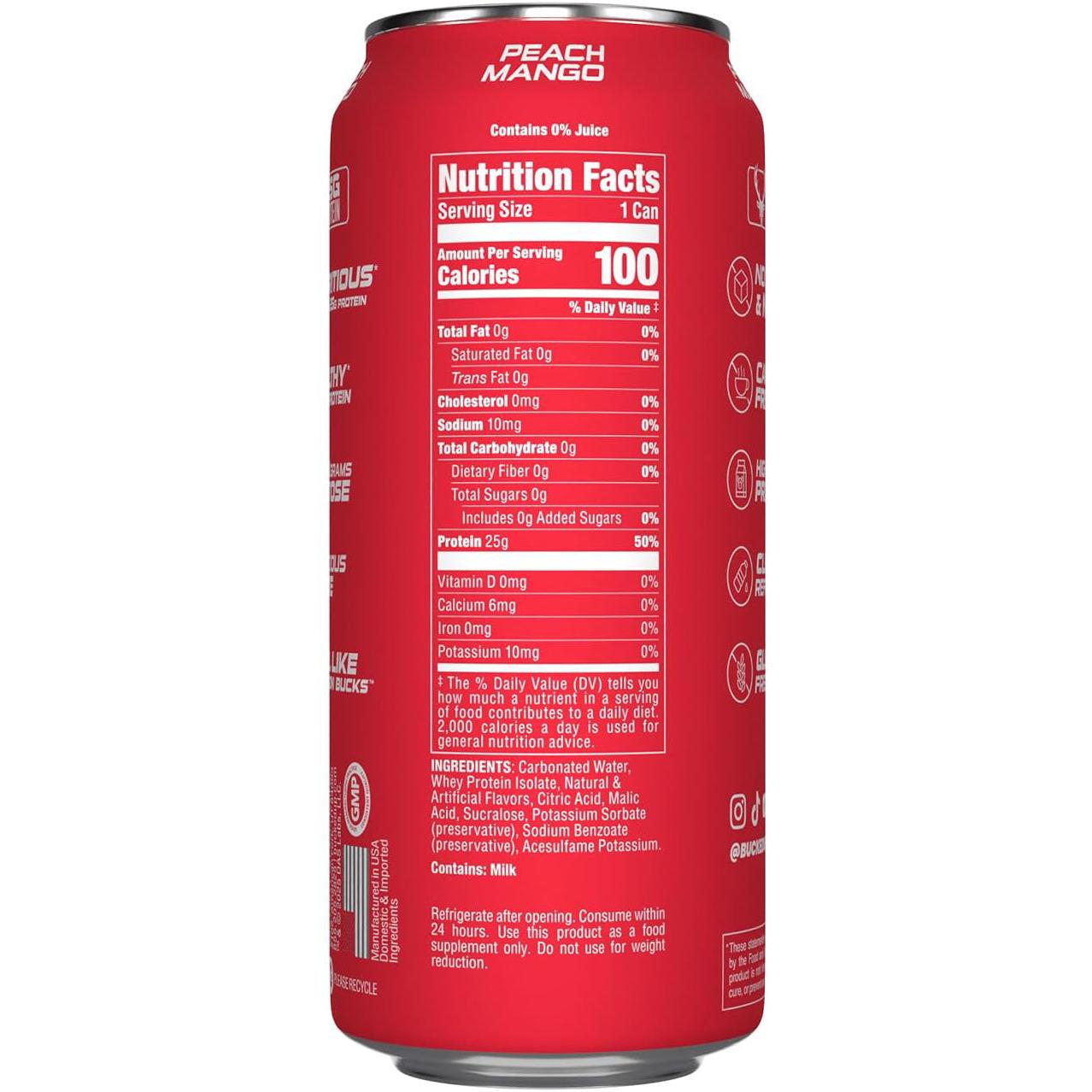 Bucked Up Lightly Carbonated Protein RTD-N101 Nutrition