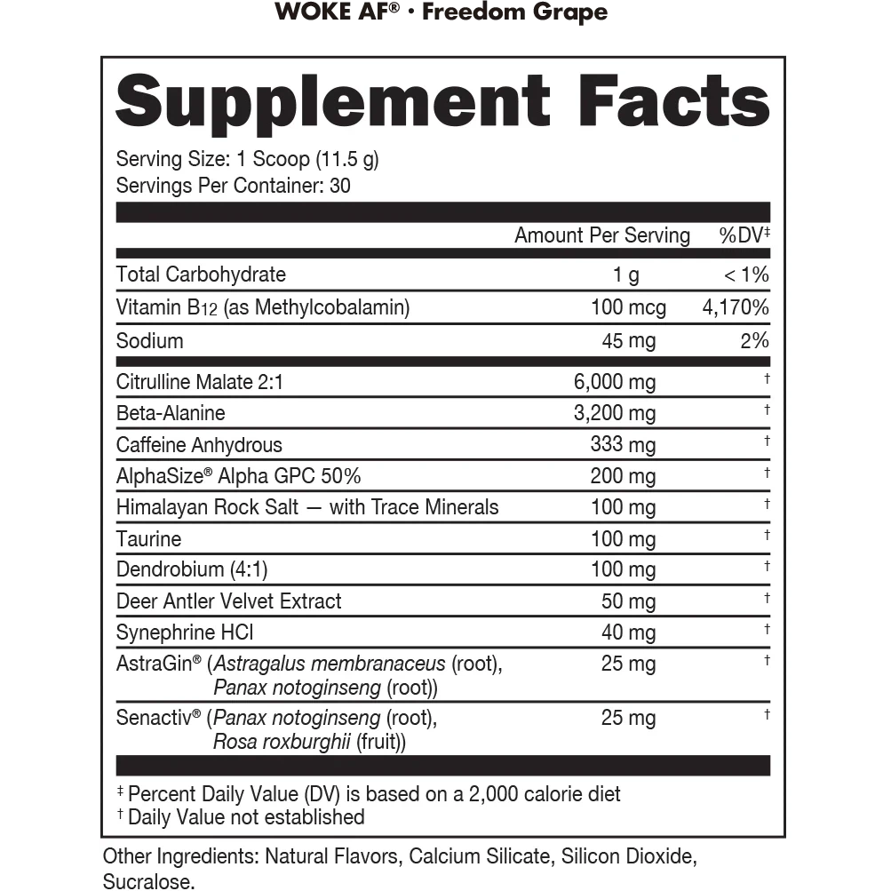 Bucked Up WOKE AF-N101 Nutrition