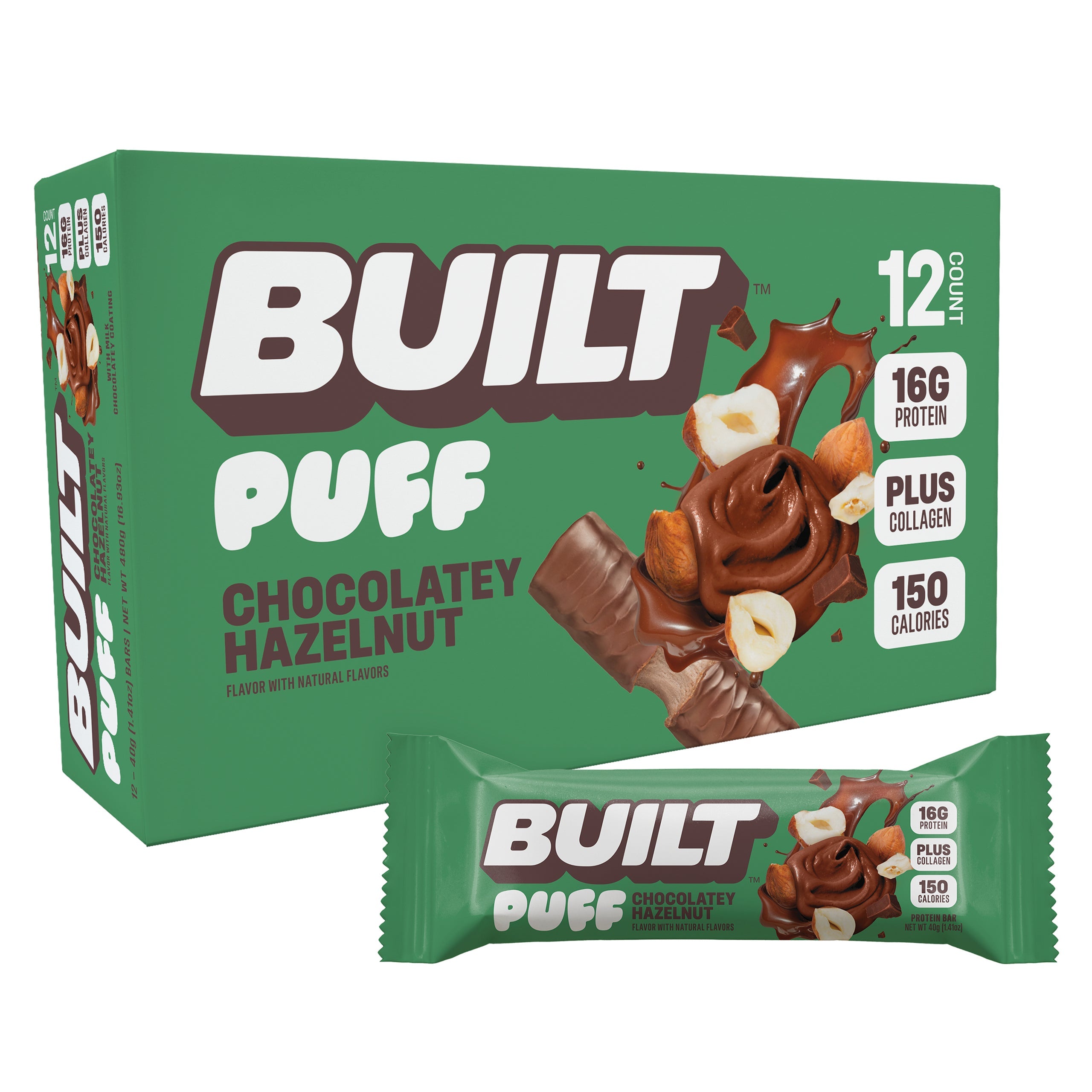 BUILT Puff Bar-Box (12 bars)-Chocolatey Hazelnut-N101 Nutrition