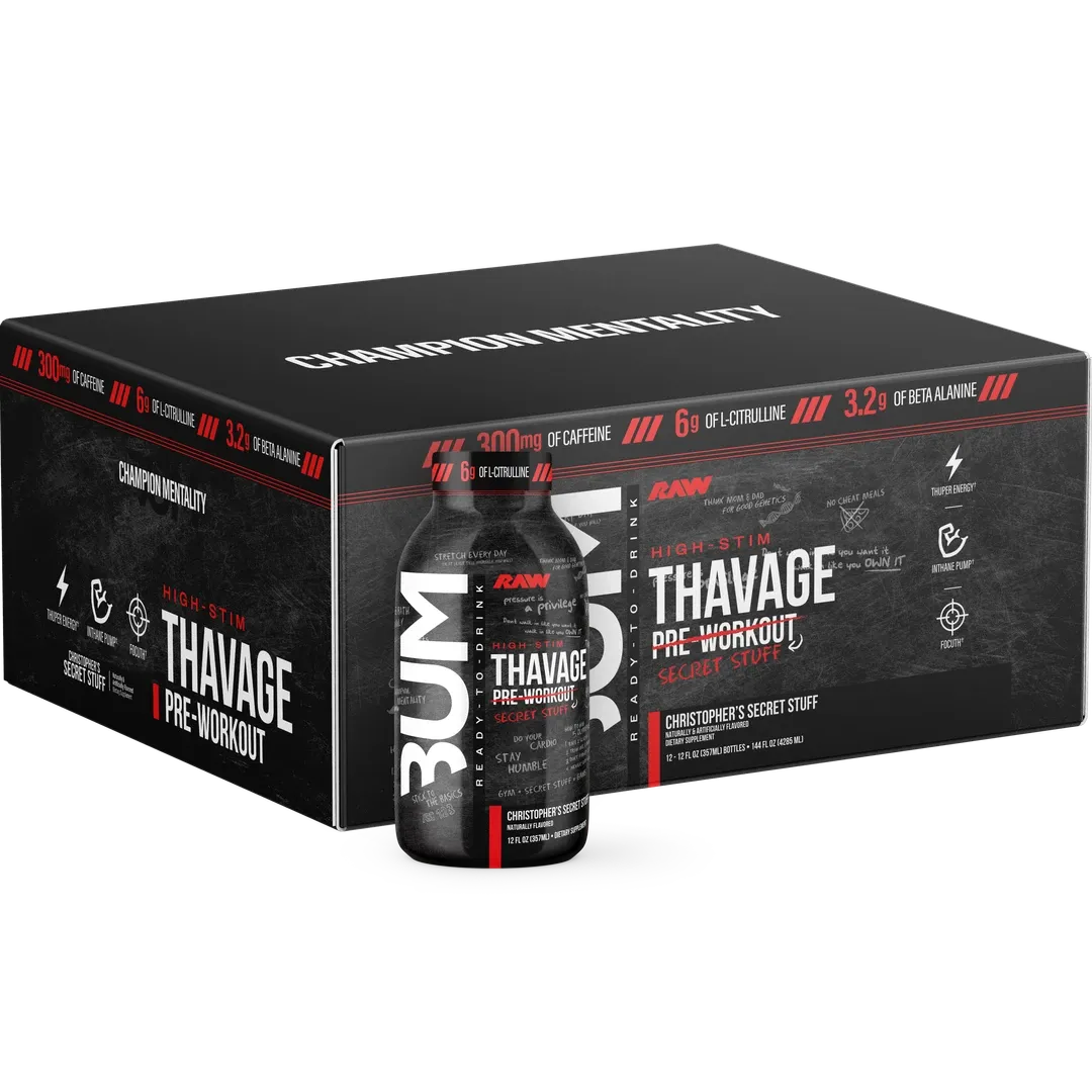 CBUM Thavage Pre-Workout RTD - Christopher's Secret Stuff-Case (12 bottles)-N101 Nutrition