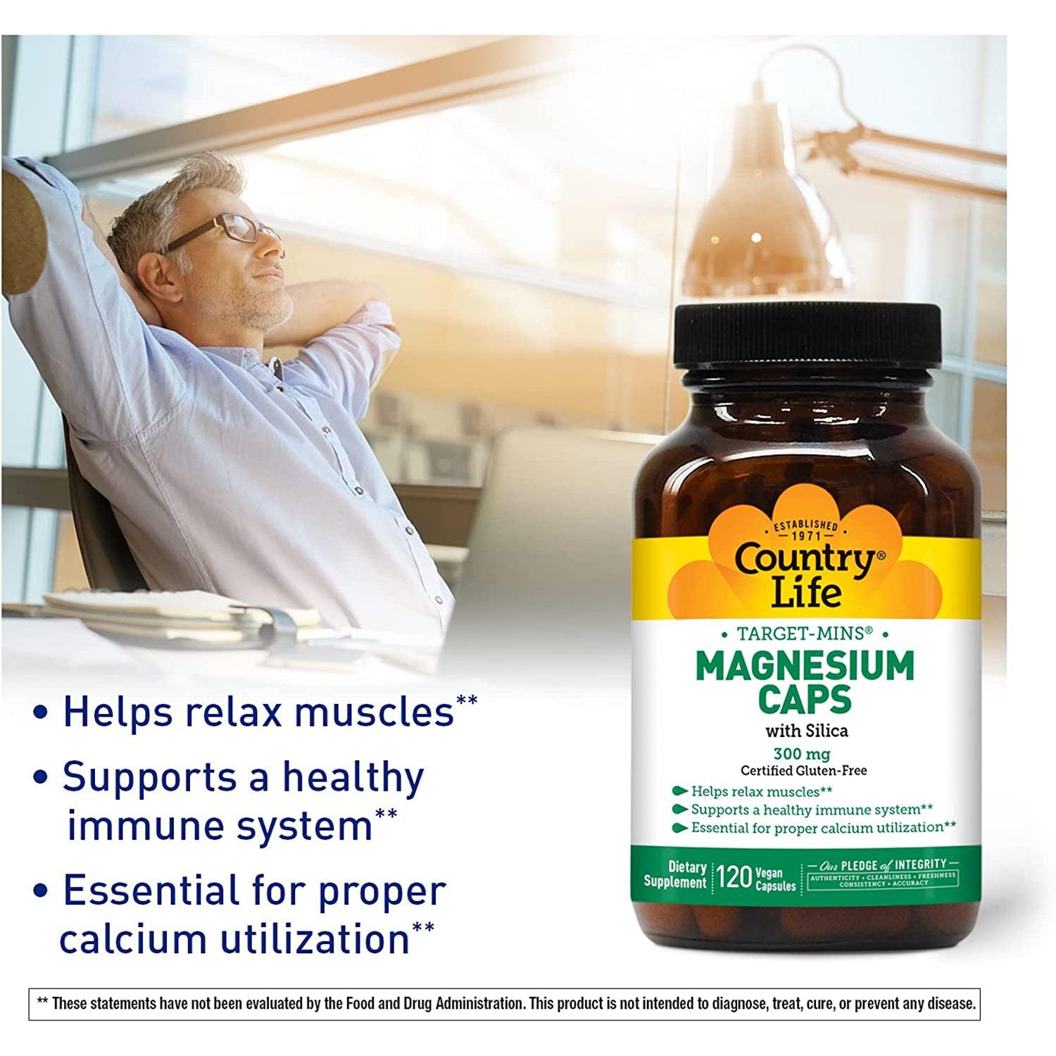 Country Life Target-Mins Magnesium Caps with Silica 300 mg-N101 Nutrition