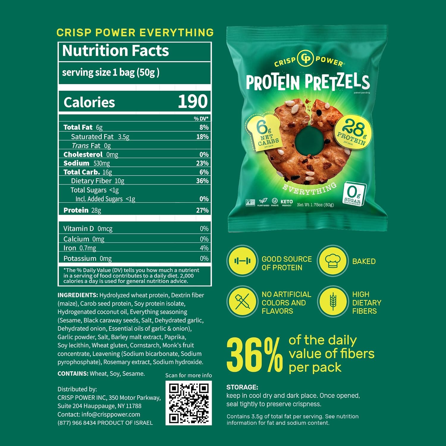 Crisp Power Protein Pretzels-N101 Nutrition