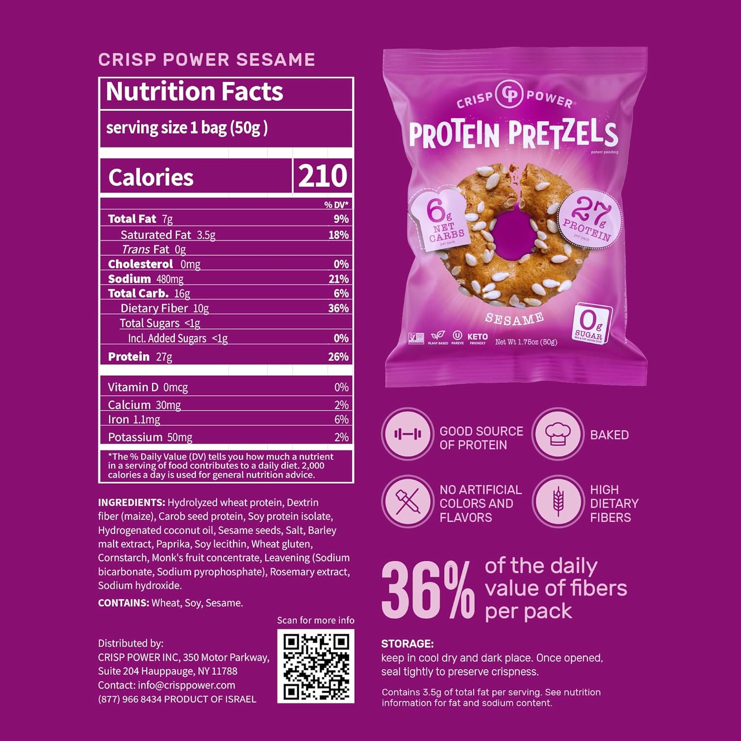 Crisp Power Protein Pretzels-N101 Nutrition