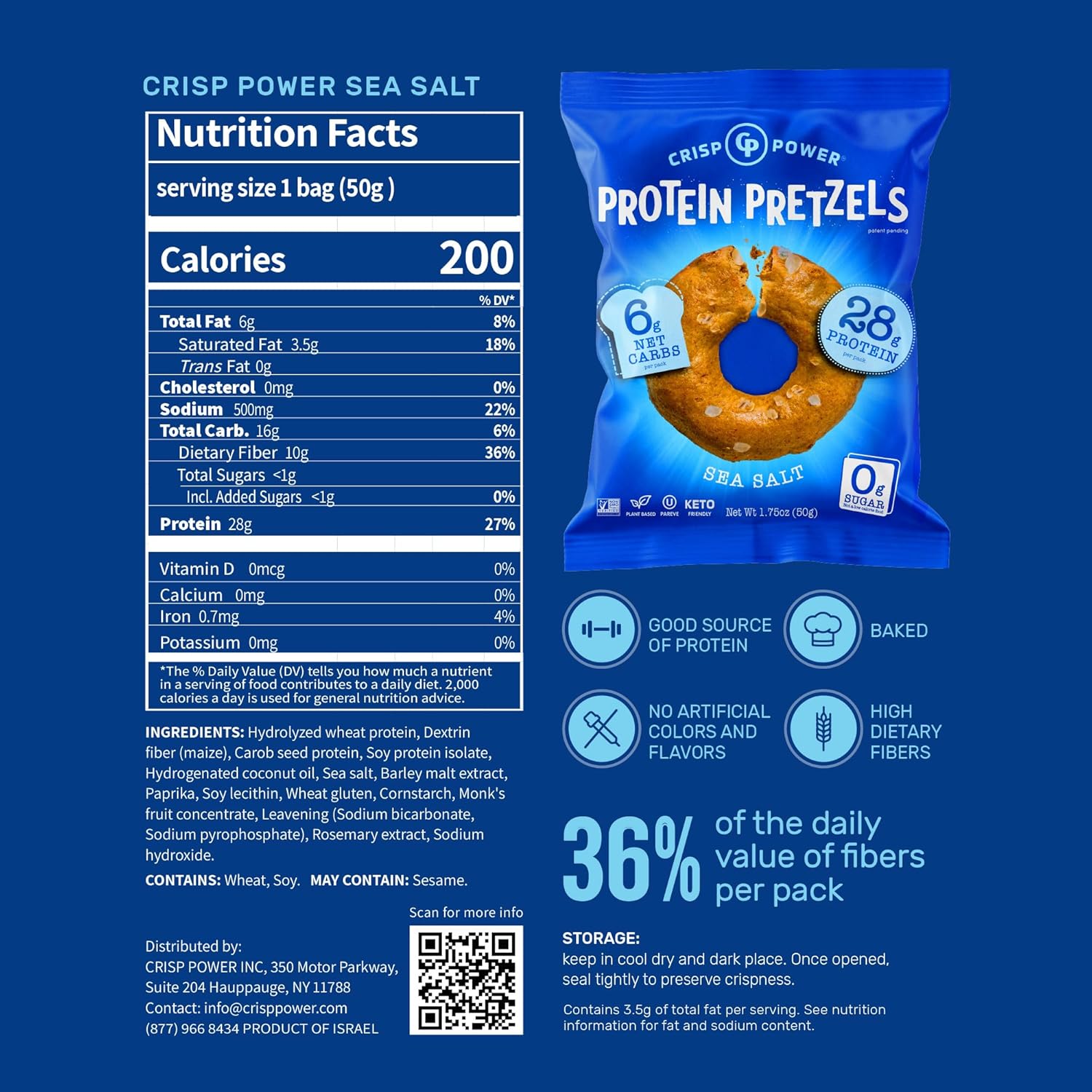 Crisp Power Protein Pretzels-N101 Nutrition
