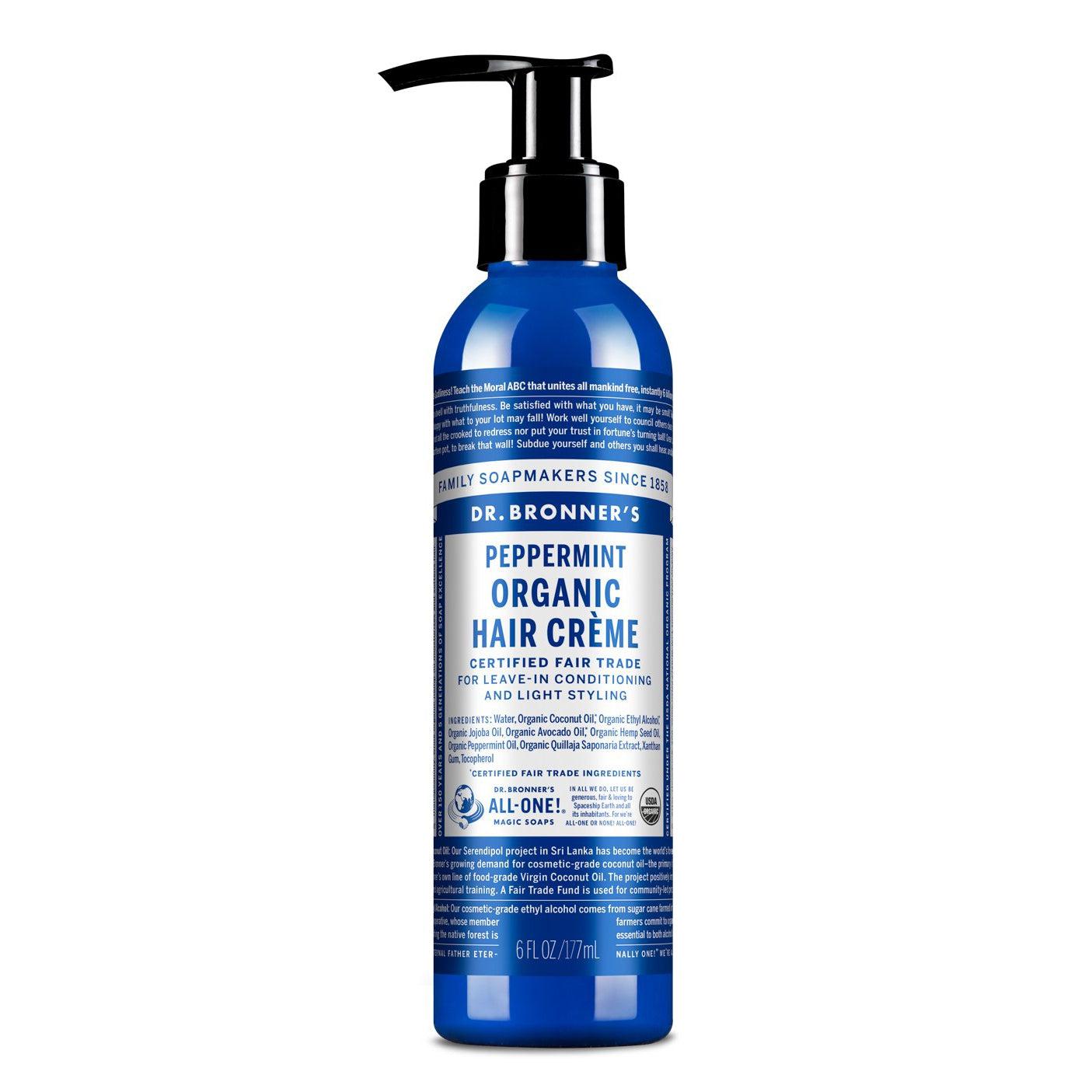 Dr. Bronner's Organic Hair Créme-6 fl oz (177 mL)-Peppermint-N101 Nutrition