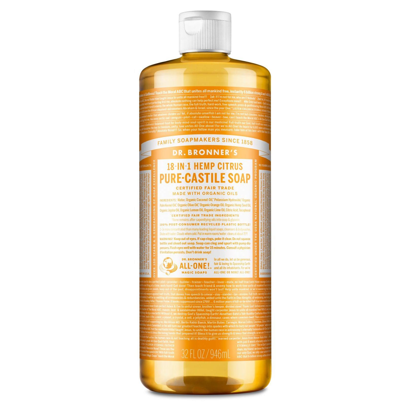 Dr. Bronner's Pure-Castile Liquid Soap-32 fl oz (946 mL)-Citrus-N101 Nutrition
