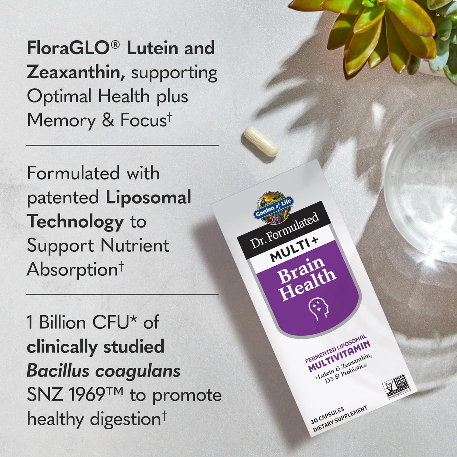 Garden of Life Dr. Formulated Multi+ Brain Health Fermented Liposomal Multivitamin-N101 Nutrition