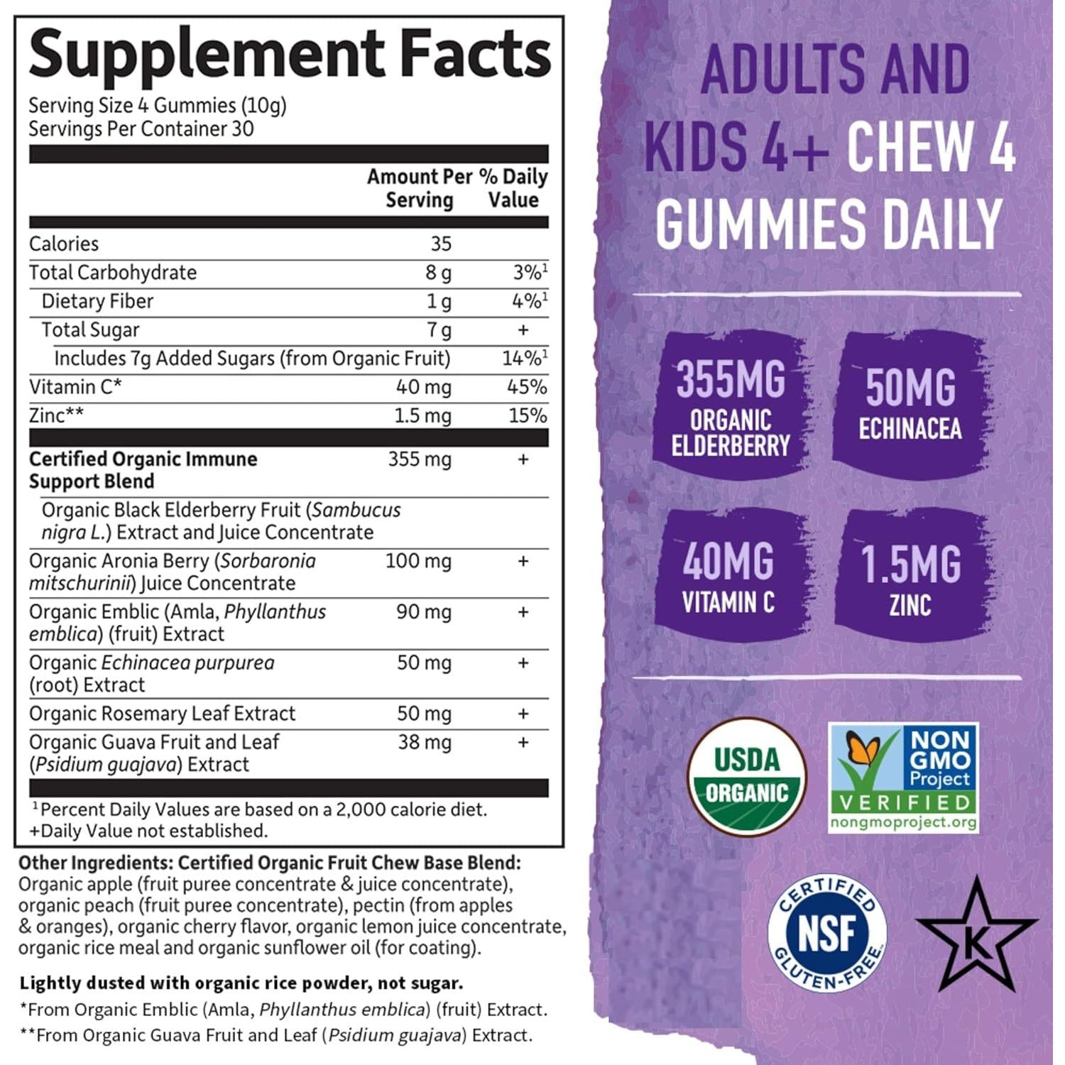 Garden of Life Organics Elderberry Immune Gummy-N101 Nutrition