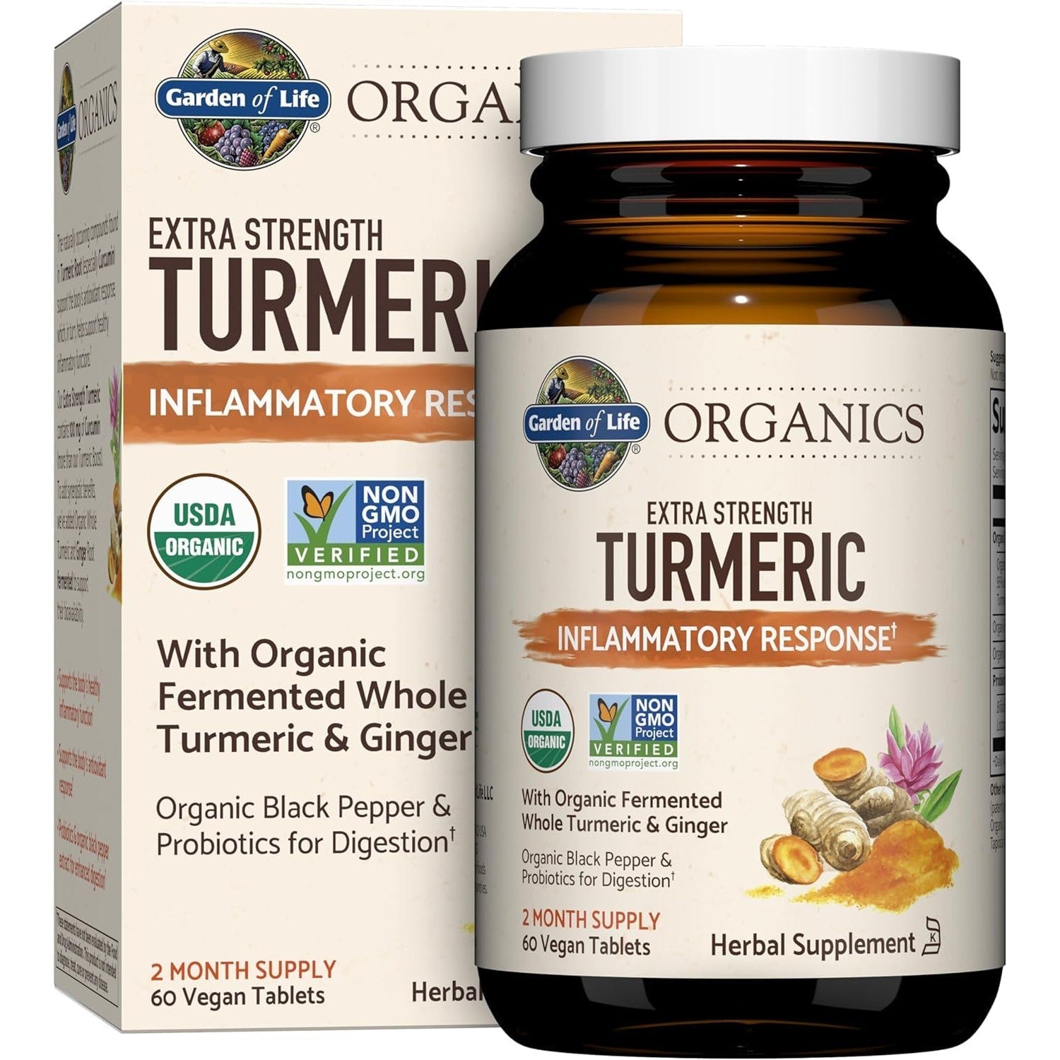 Garden of Life Organics Extra Strength Turmeric-60 vegan tablets-N101 Nutrition