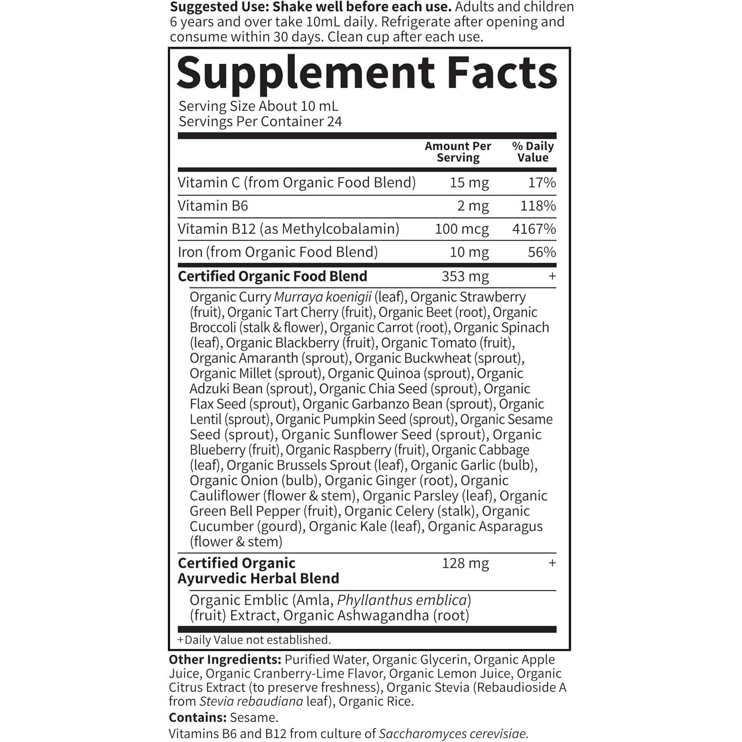 Garden of Life Organics Plant Iron & Organic Herbs - Cranberry-Lime-N101 Nutrition