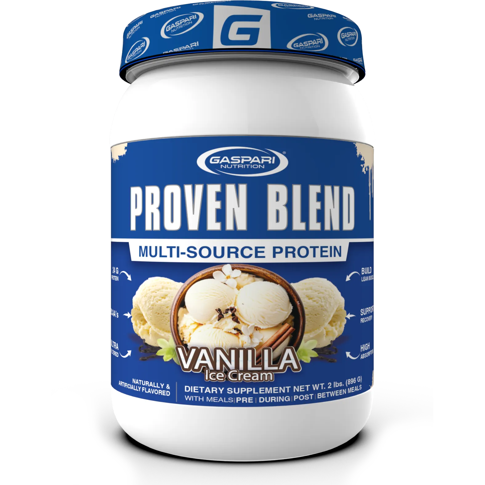 Gaspari Proven Blend Multi-Source Protein-2 lbs-Vanilla Ice Cream-N101 Nutrition