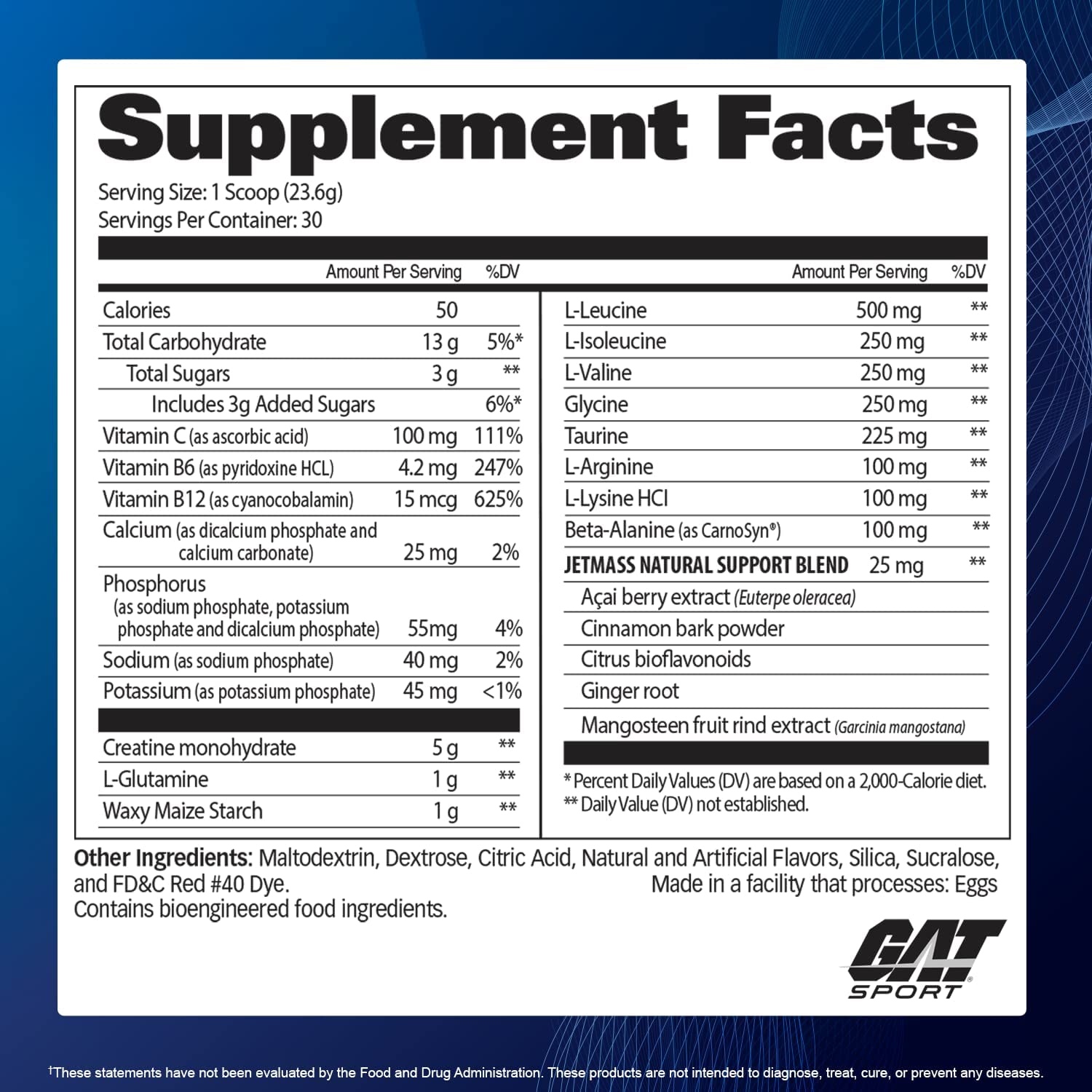 GAT Sport JetMASS-N101 Nutrition