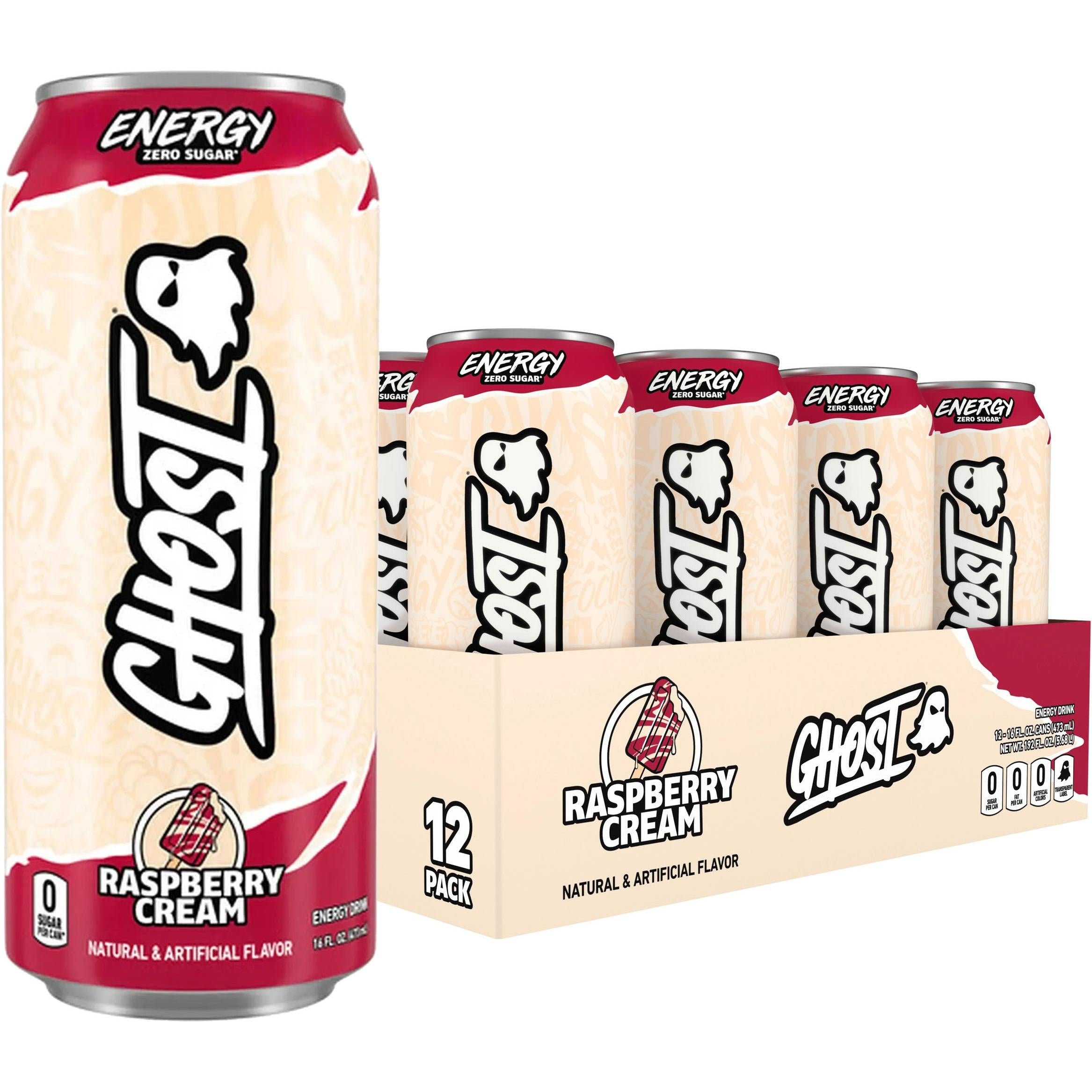 GHOST Energy Drink-Case (12 cans)-Raspberry Cream-N101 Nutrition