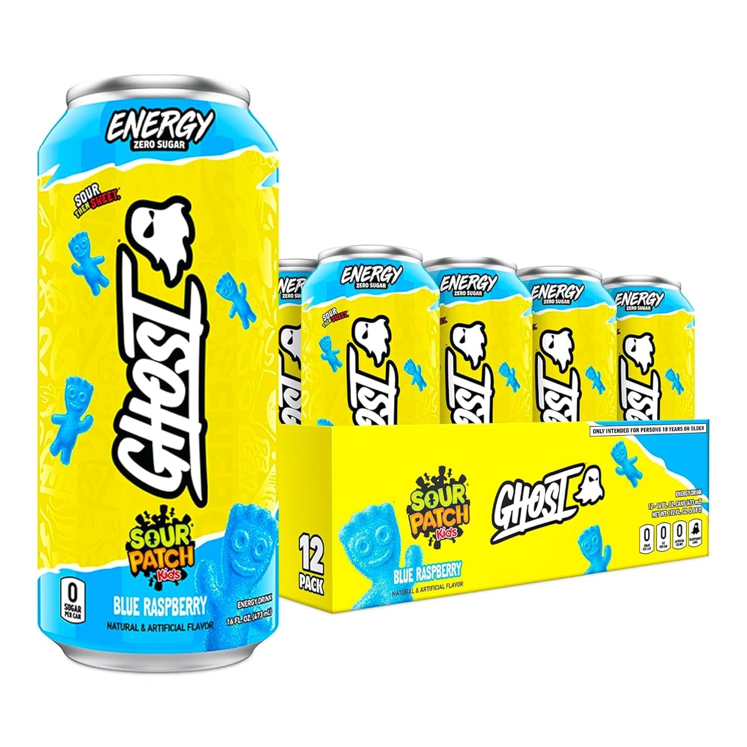 GHOST Energy Drink-Case (12 cans)-Sour Patch Kids® Blue Raspberry-N101 Nutrition