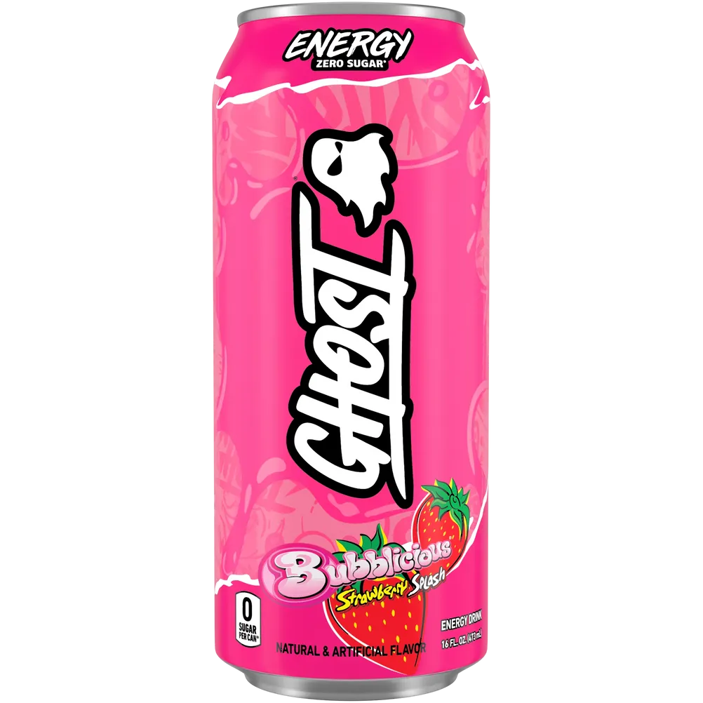 GHOST Energy Drink-Single (16 fl oz)-Bubblicious® Strawberry Splash-N101 Nutrition