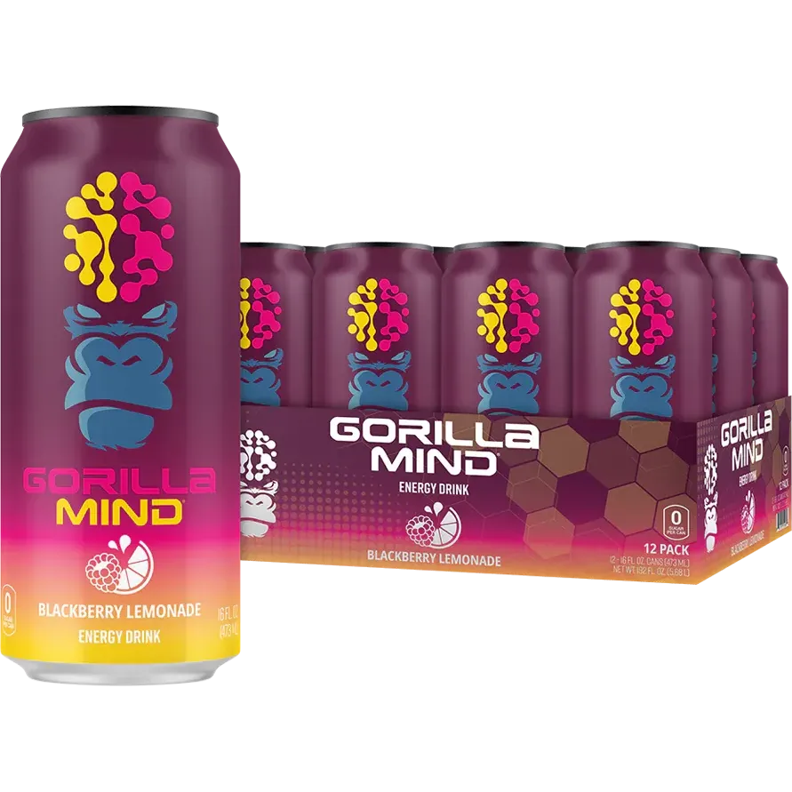 Gorilla Mind Energy Drink-Case (12 cans)-Blackberry Lemonade-N101 Nutrition
