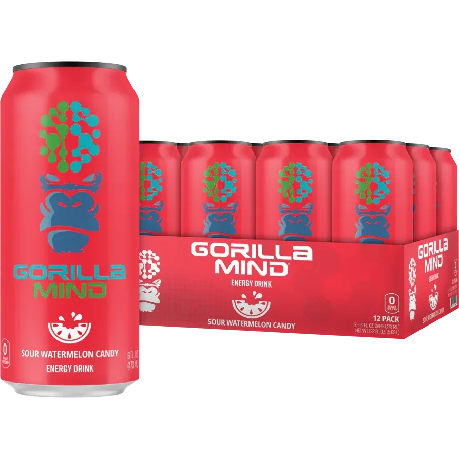 Gorilla Mind Energy Drink-Case (12 cans)-Sour Watermelon Candy-N101 Nutrition