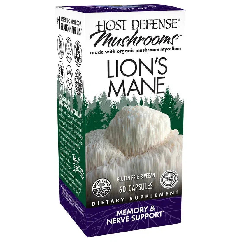 Host Defense Lion's Mane-60 vegetarian capsules-N101 Nutrition