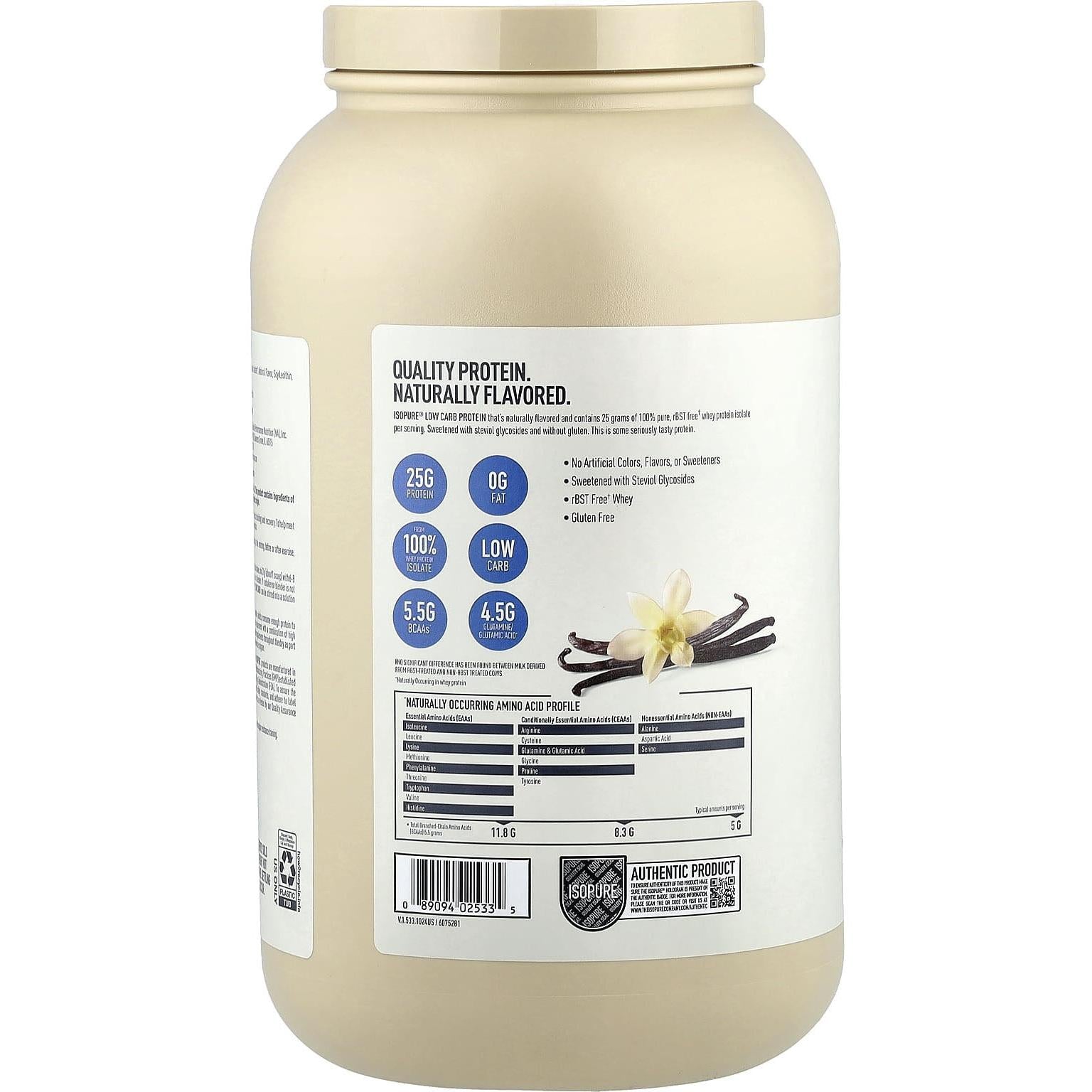 Isopure Naturally Flavored Low Carb Protein-N101 Nutrition