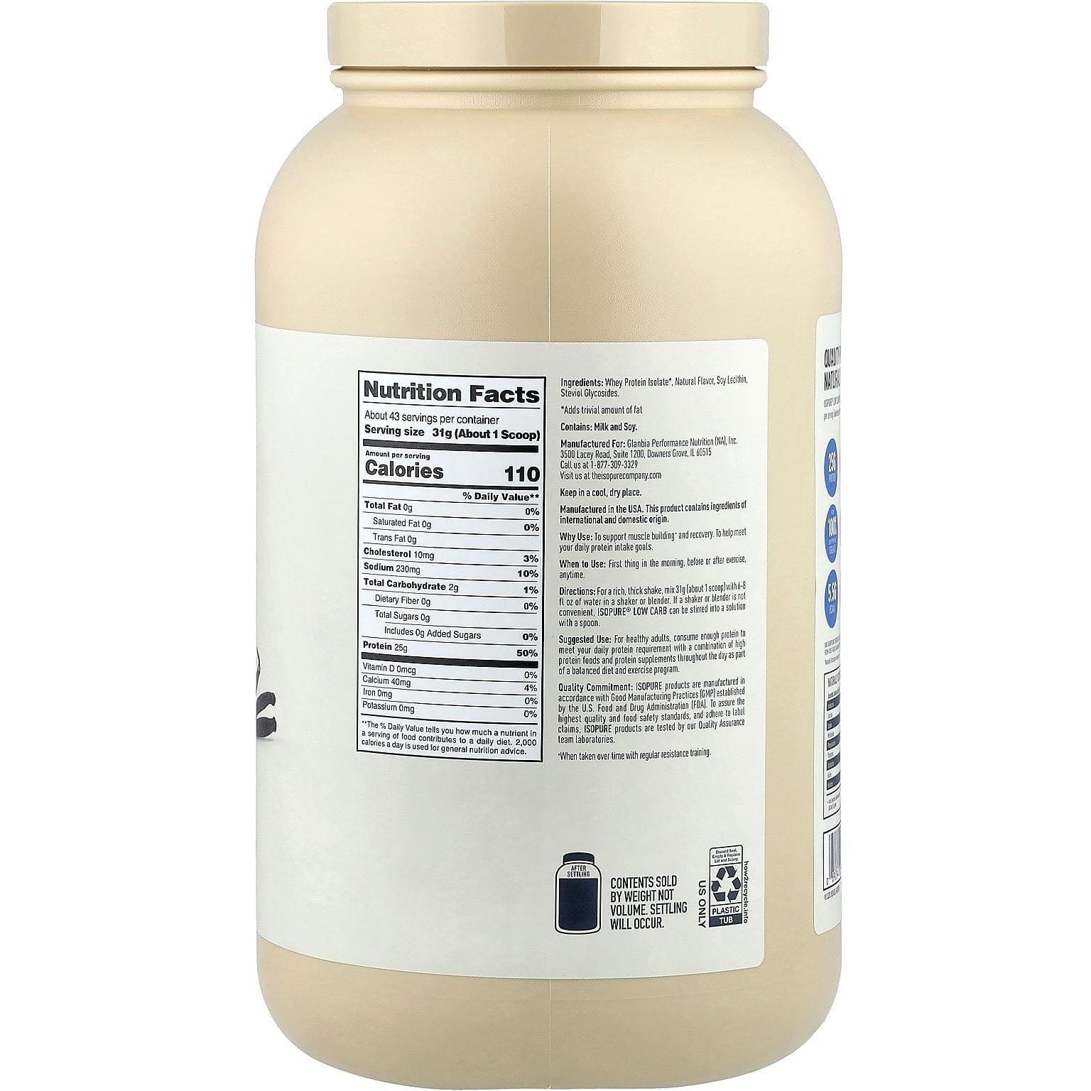 Isopure Naturally Flavored Low Carb Protein-N101 Nutrition