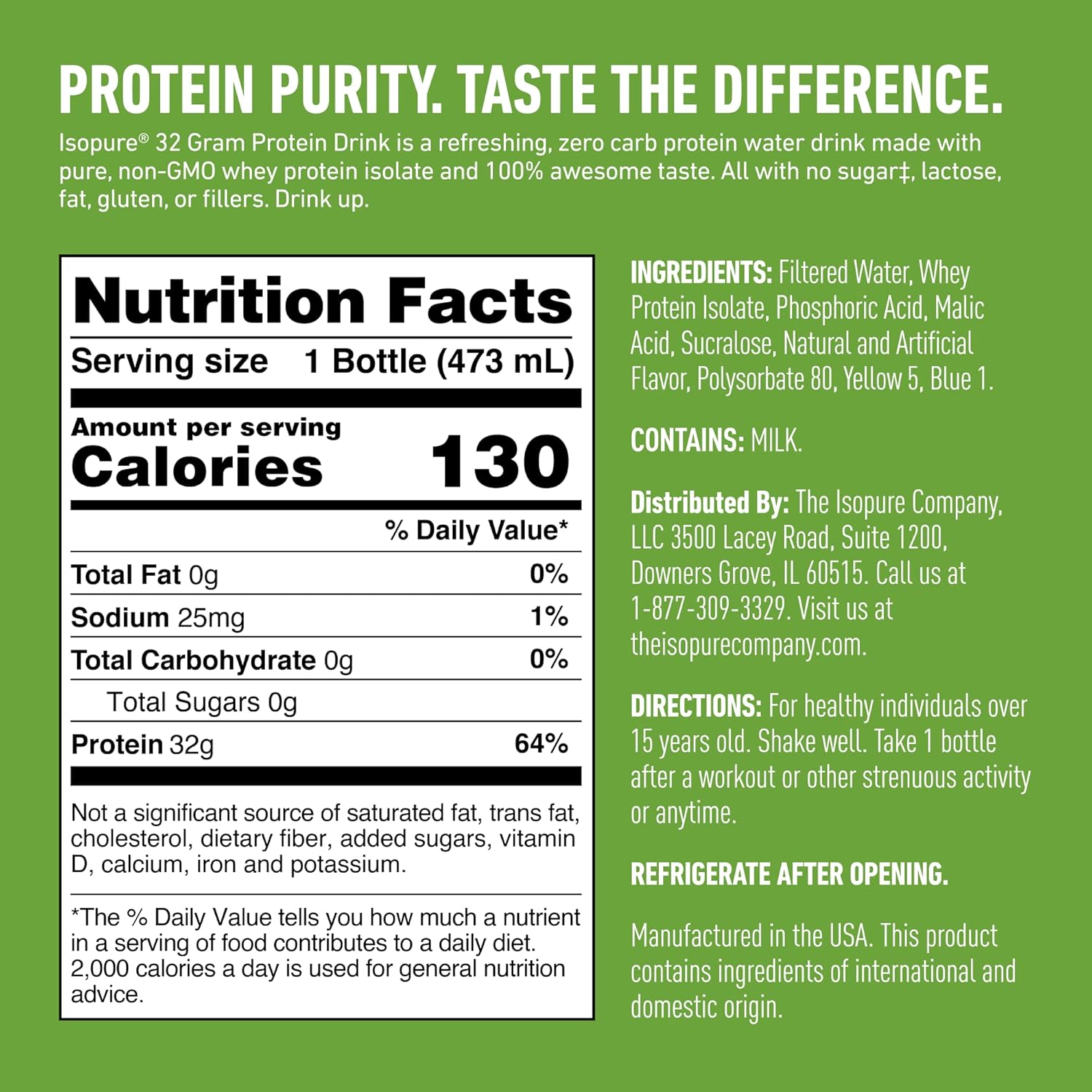 Isopure Zero Carb Protein Drink (Glass Bottle)-N101 Nutrition