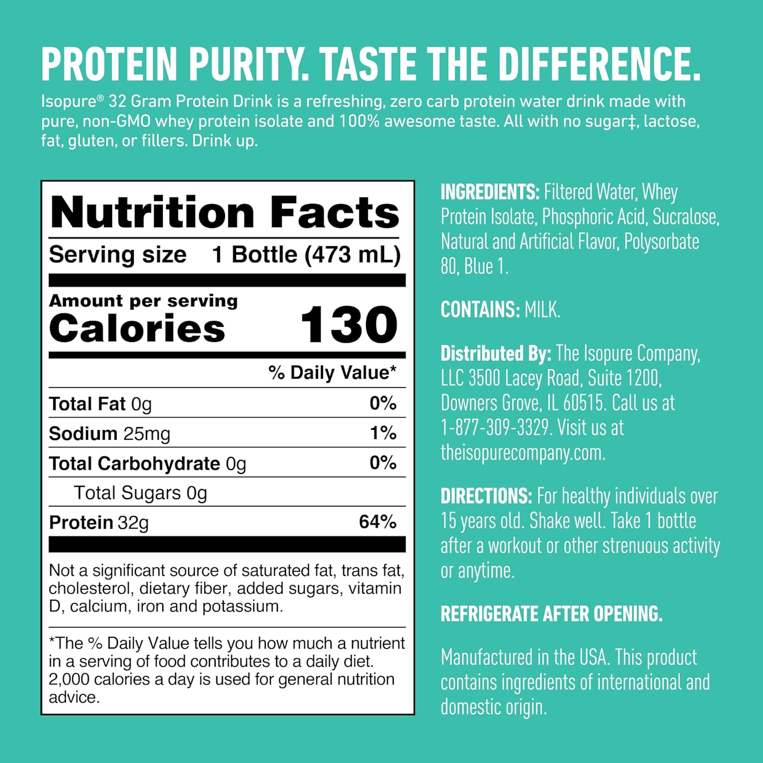 Isopure Zero Carb Protein Drink (Glass Bottle)-N101 Nutrition