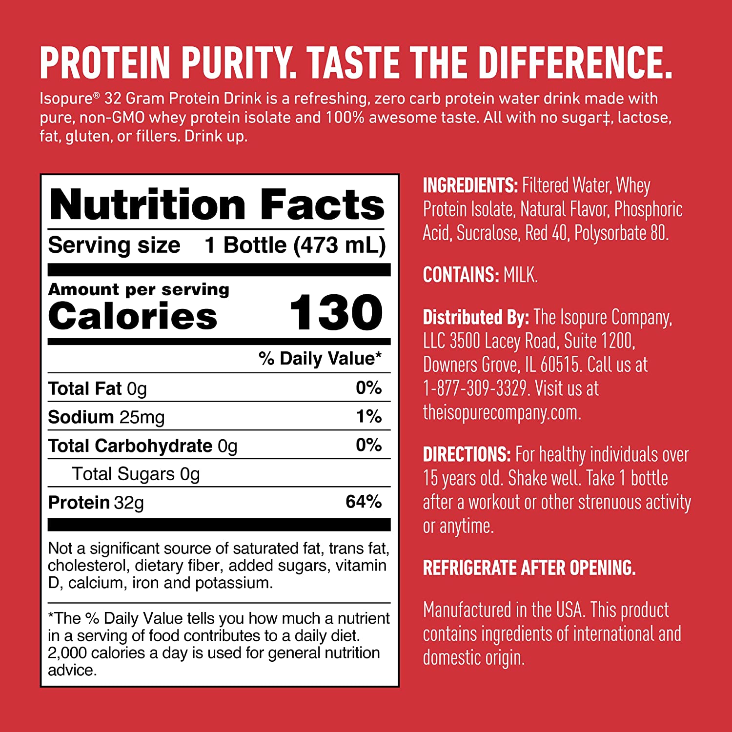 Isopure Zero Carb Protein Drink (Glass Bottle)-N101 Nutrition