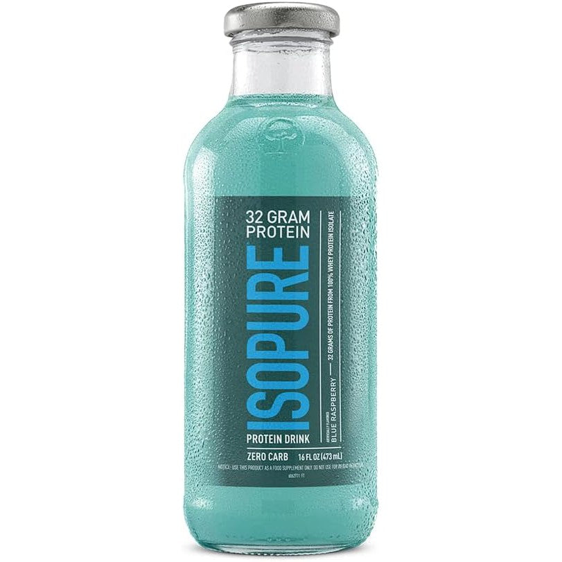 Isopure Zero Carb Protein Drink (Glass Bottle)-Bottle (16 fl oz)-Blue Raspberry-N101 Nutrition