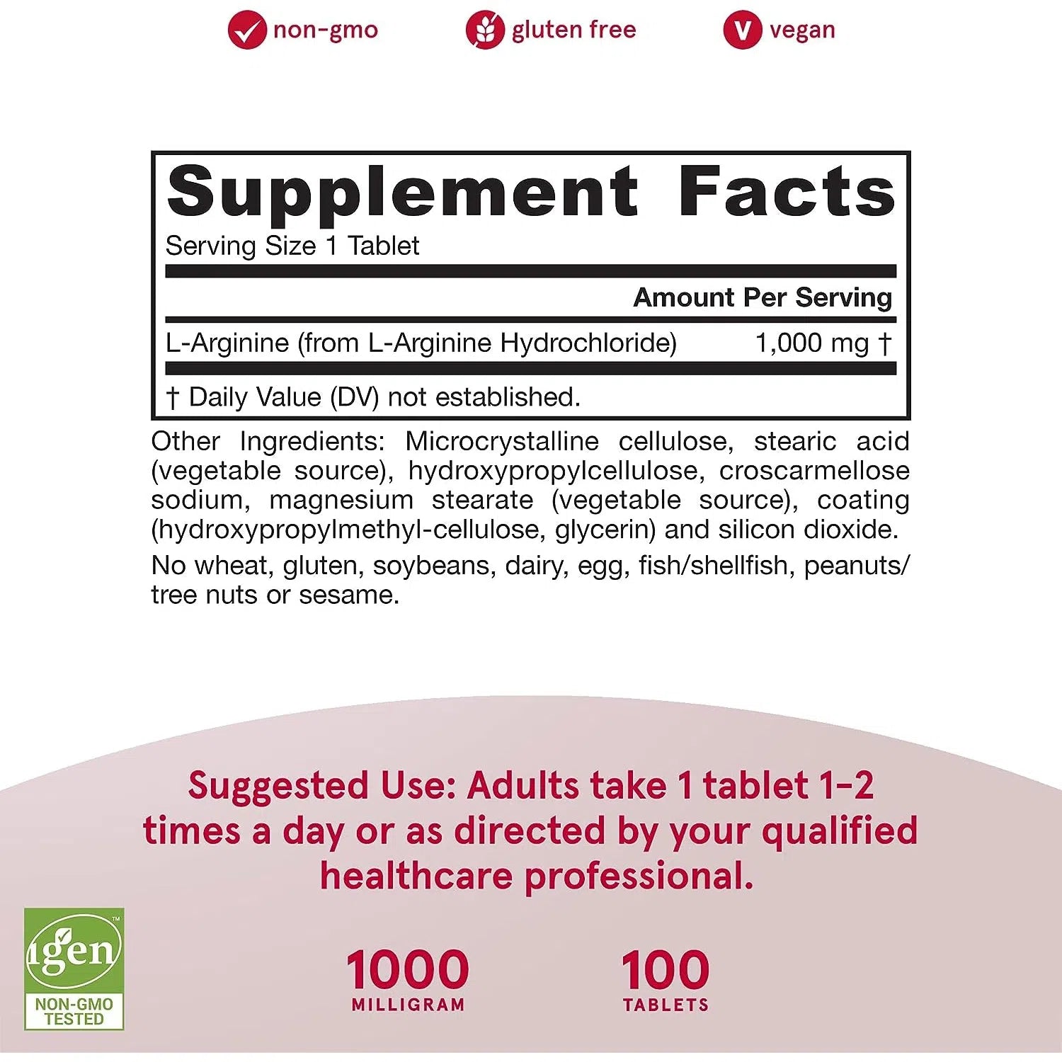 Jarrow Formulas Arginine 1000 mg-N101 Nutrition