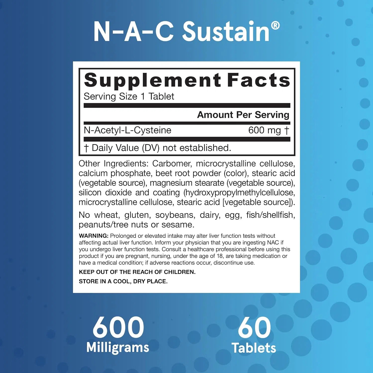 Jarrow Formulas N-A-C Sustain 600 mg-N101 Nutrition