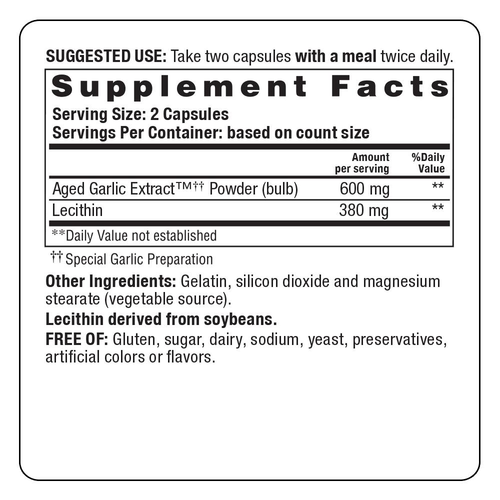 Kyolic Aged Garlic Extract Cholesterol Formula 104-N101 Nutrition