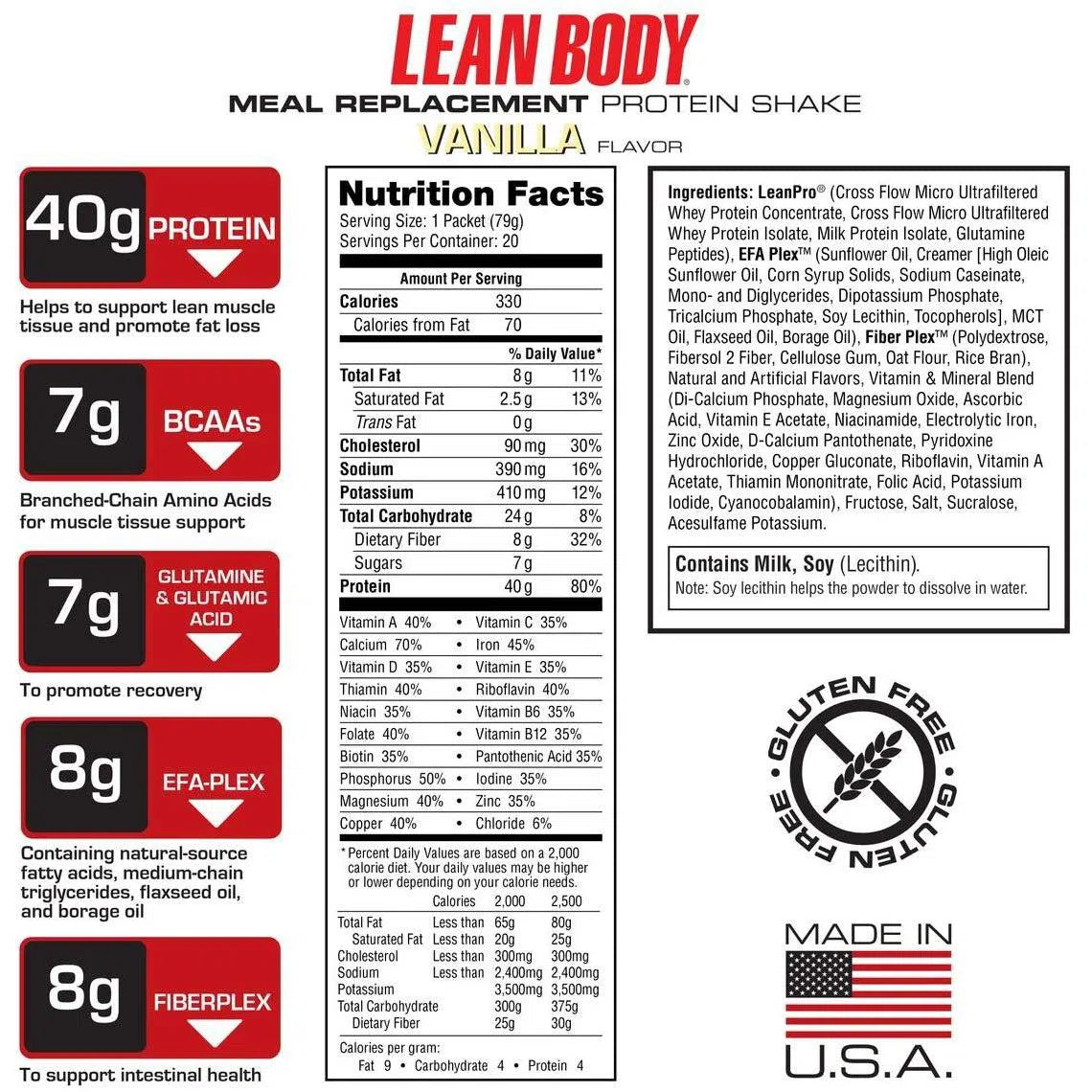 Labrada Lean Body Hi-Protein Meal Replacement Shake-N101 Nutrition