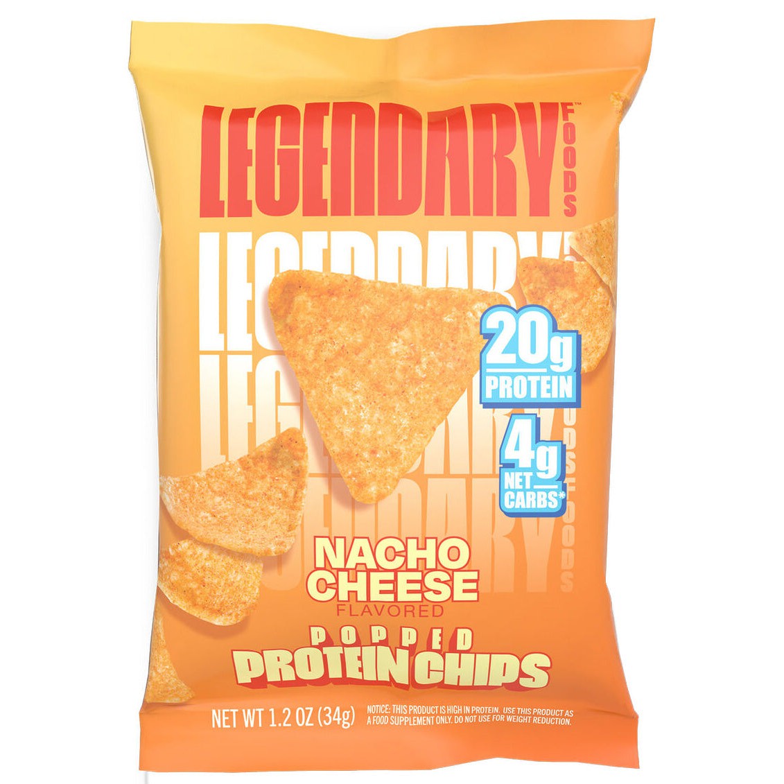 Legendary Foods Popped Protein Chips-1 bag (34 g)-Nacho Cheese-N101 Nutrition