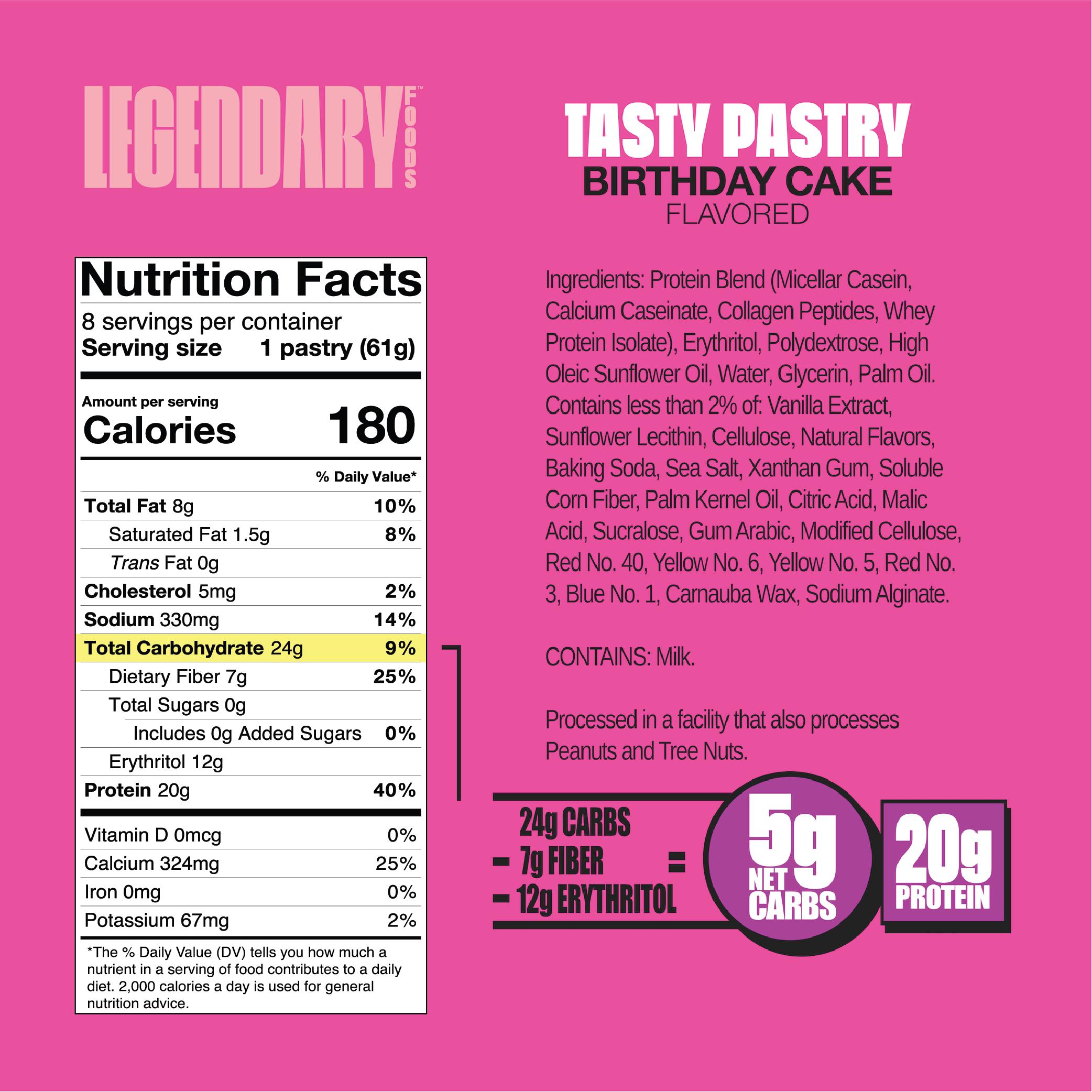 Legendary Foods Tasty Pastry-N101 Nutrition